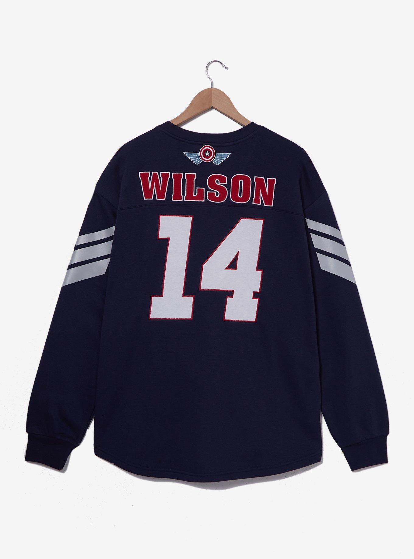 Marvel Captain America: Brave New World Sam Wilson Long Sleeve Jersey - BoxLunch Exclusive, NAVY, alternate