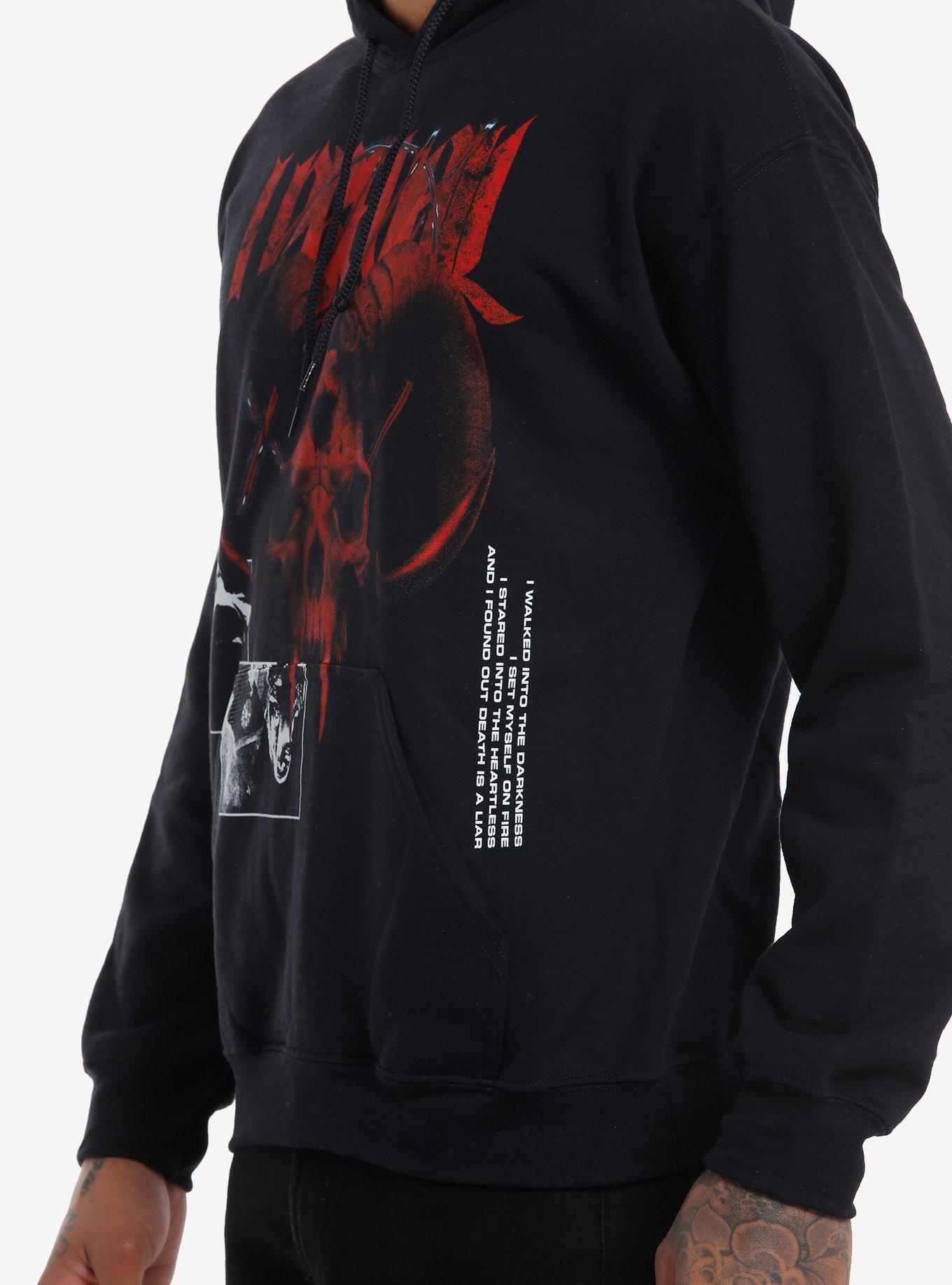 I Prevail Judgment Day Horned Demon Skull Hoodie, BLACK, alternate