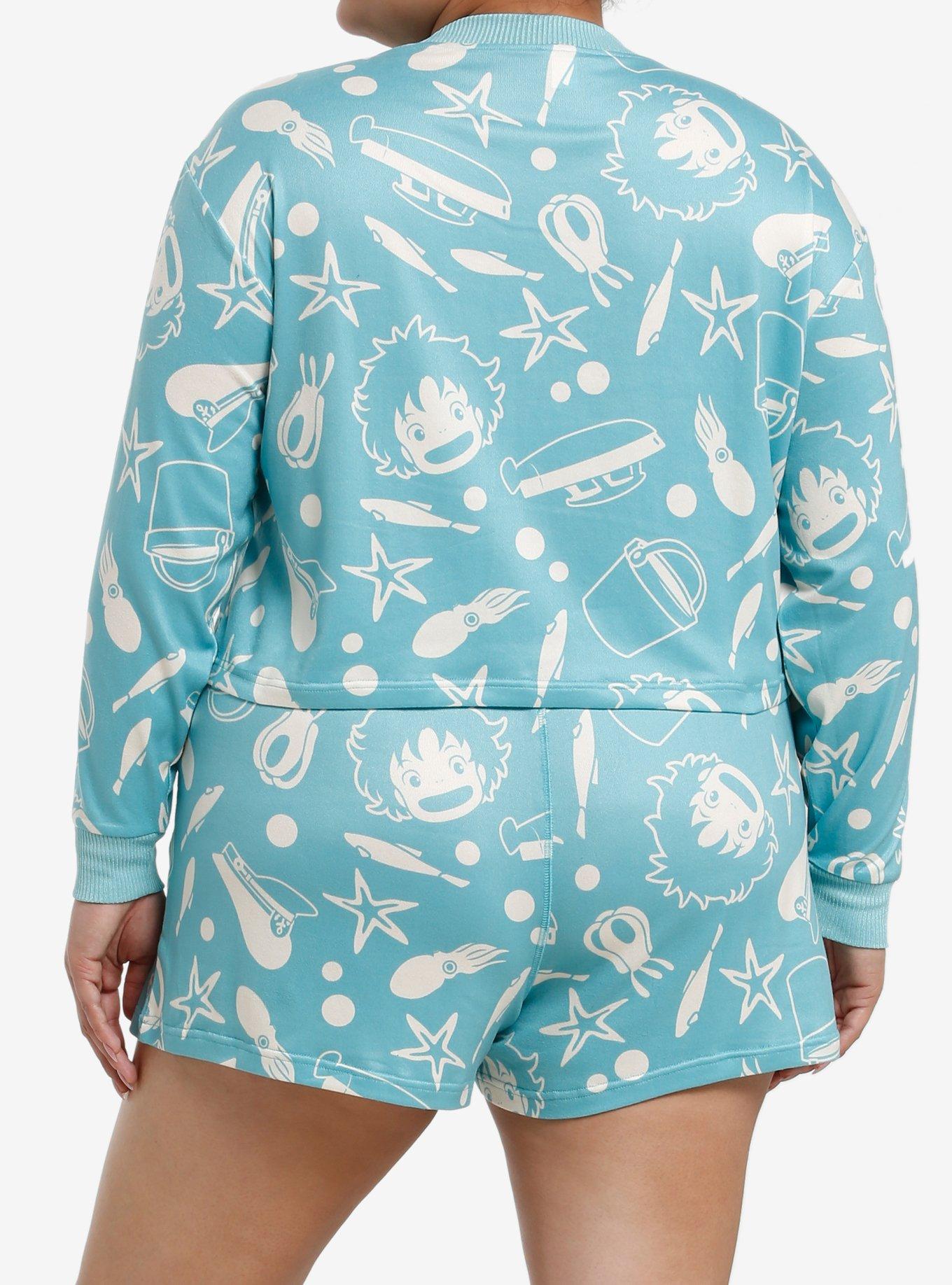 Her Universe Studio Ghibli® Ponyo Allover Print Girls Lounge Set Plus Size, BLUE, alternate
