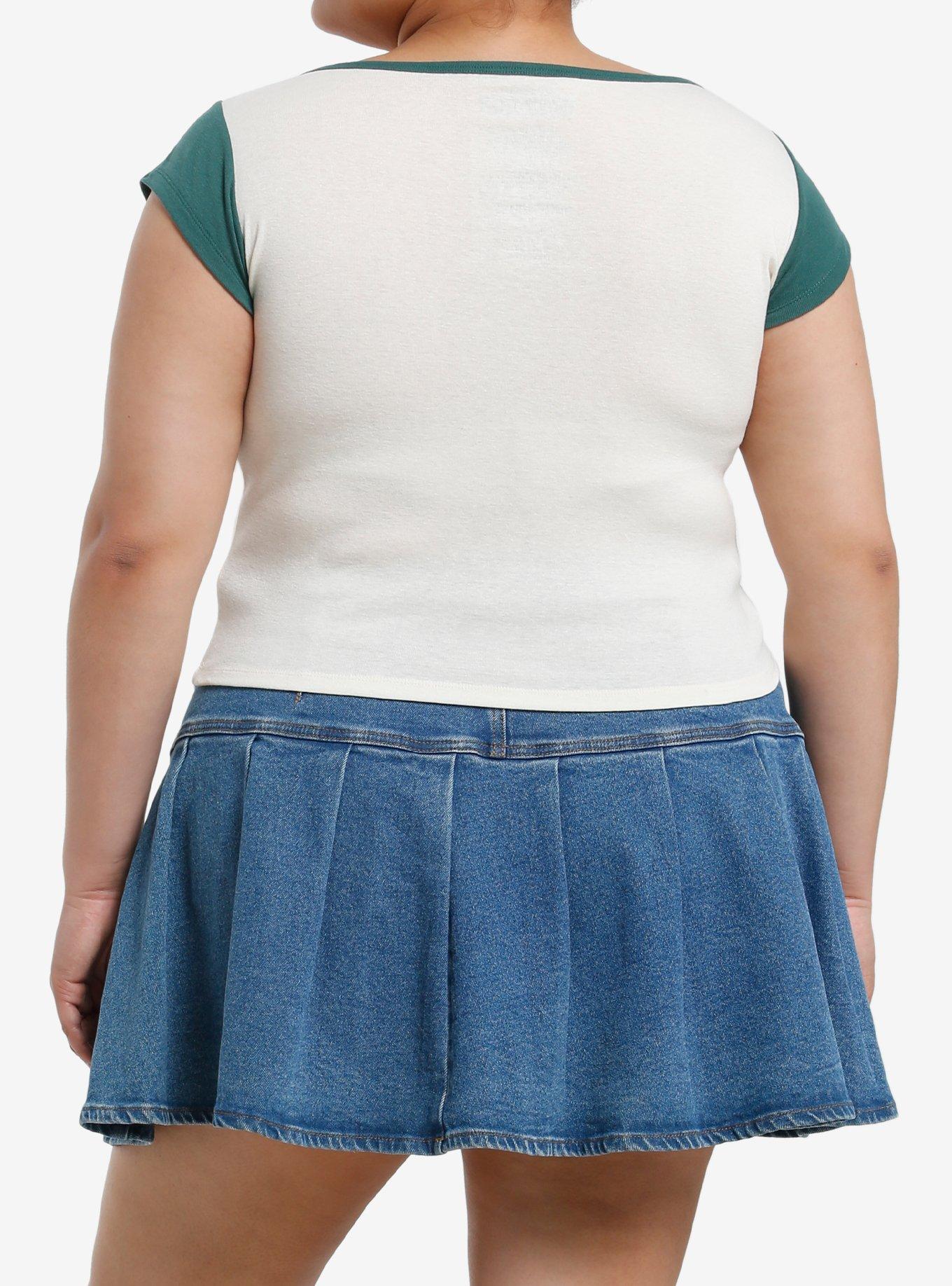 Her Universe Studio Ghibli® My Neighbor Totoro Boatneck Girls Raglan Top Plus Size, GREEN, alternate