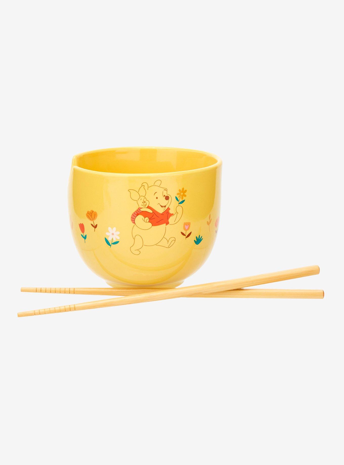 Disney Winnie the Pooh Floral Piglet & Pooh Bear Ramen Bowl with Chopsticks, , alternate