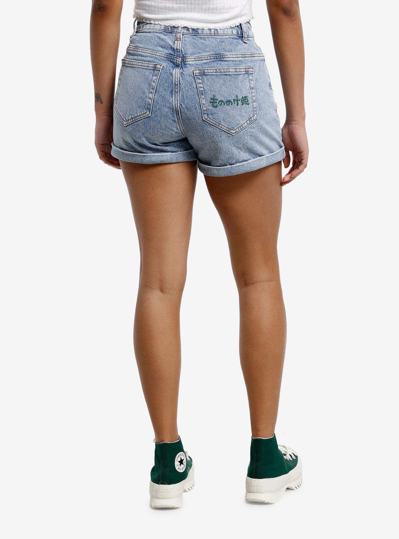 Her Universe Studio Ghibli® Princess Mononoke Kodama Embroidered Denim Mom Shorts
