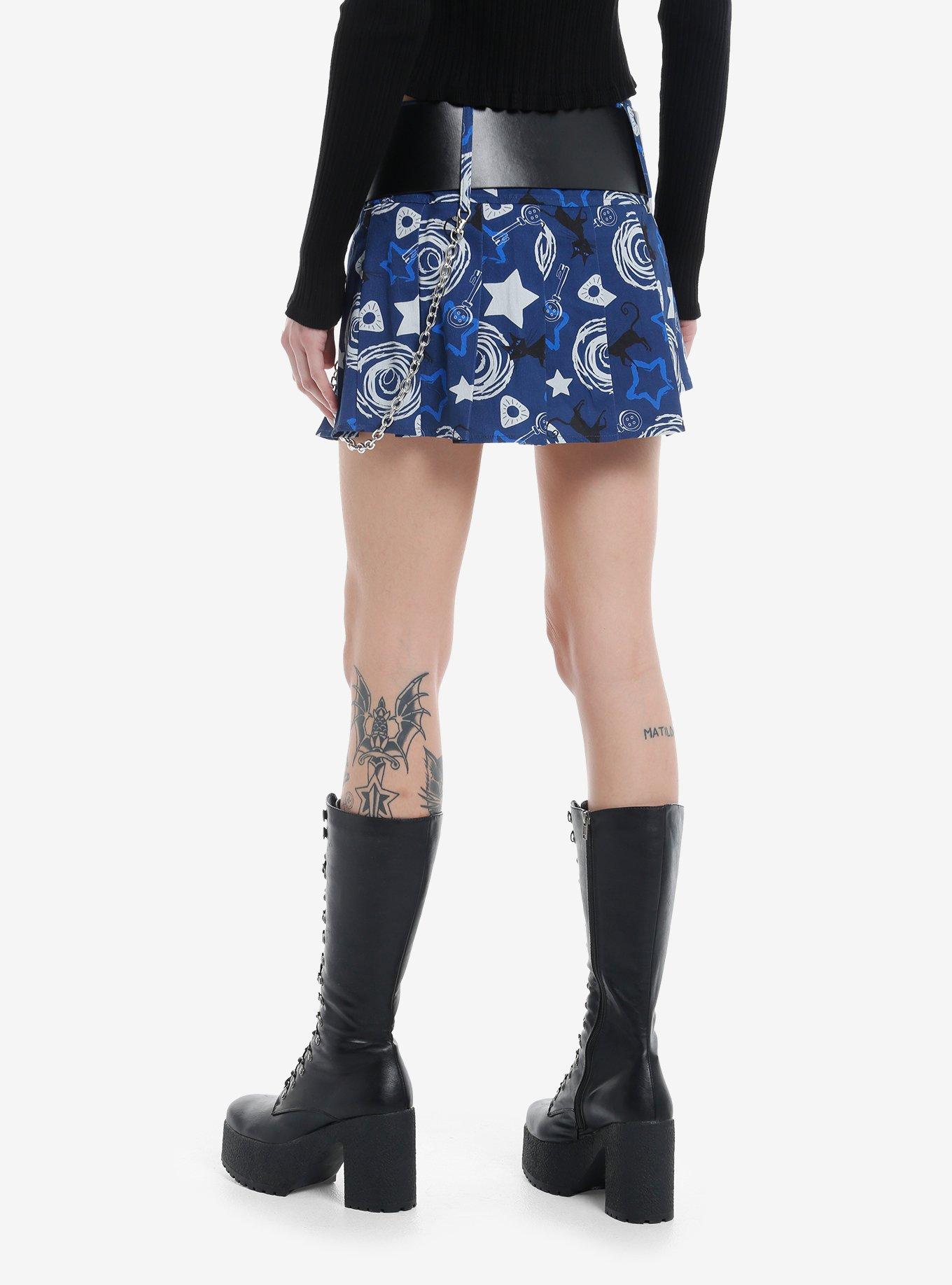 Coraline Icons Pleated Mini Skirt With Belt & Chain, , hi-res