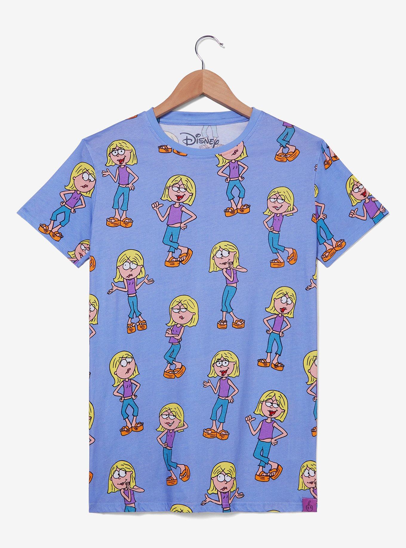 Cakeworthy Disney Lizzie McGuire Cartoon Lizzie Allover Print T-Shirt, LIGHT PURPLE, alternate