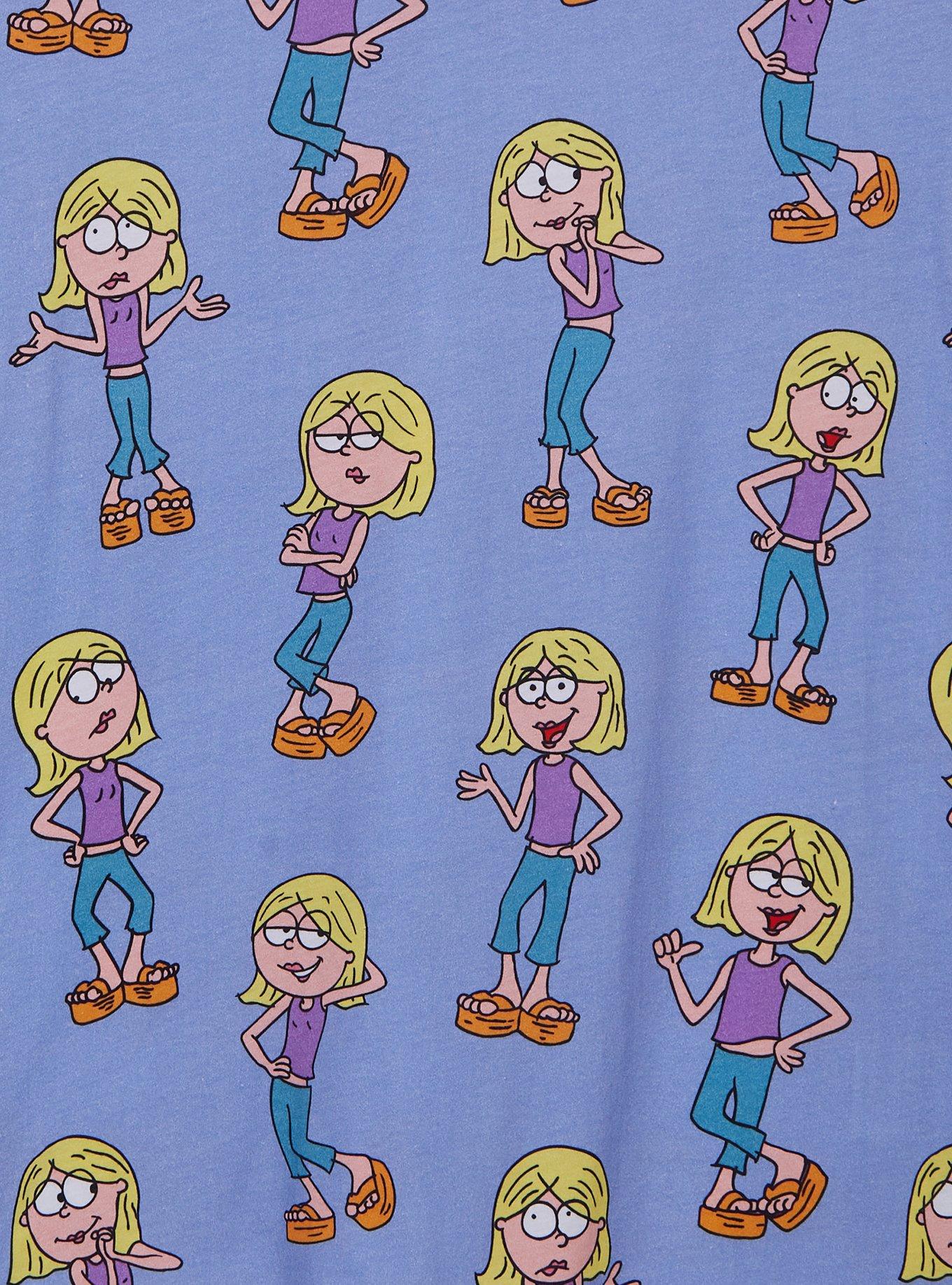 Cakeworthy Disney Lizzie McGuire Cartoon Lizzie Allover Print T-Shirt, LIGHT PURPLE, alternate