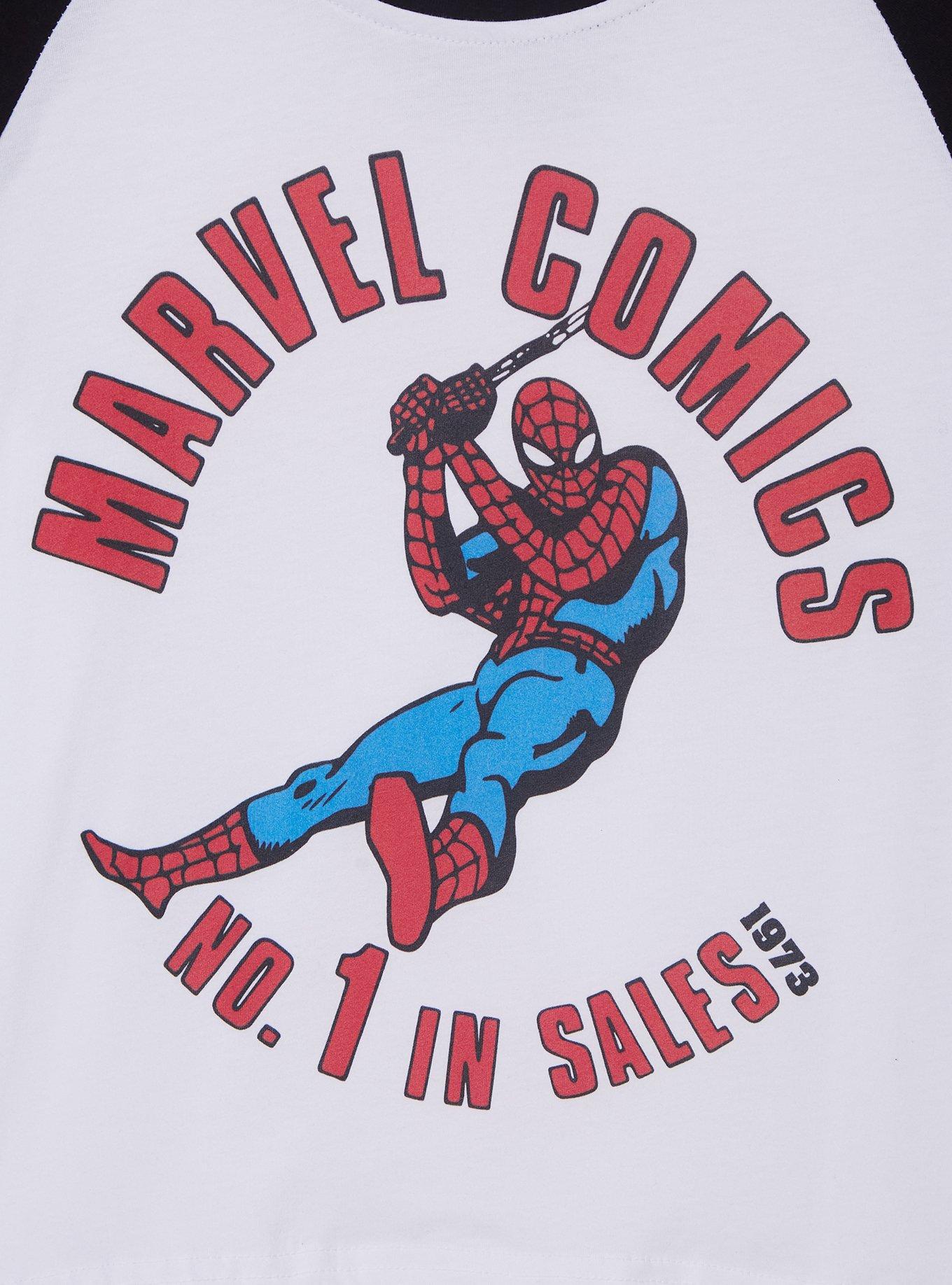 Cakeworthy Marvel Comics Spider-Man Women's Cropped Raglan T-Shirt, , hi-res