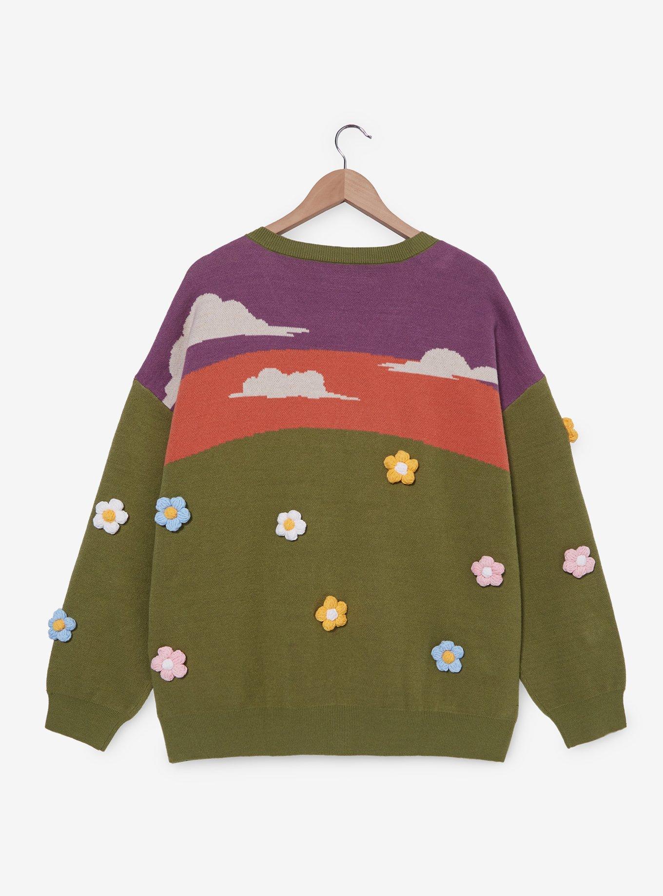 Her Universe Disney A Goofy Movie Max & Roxanne Flower Field Women's Plus Size Cardigan - BoxLunch Exclusive, MULTI, alternate