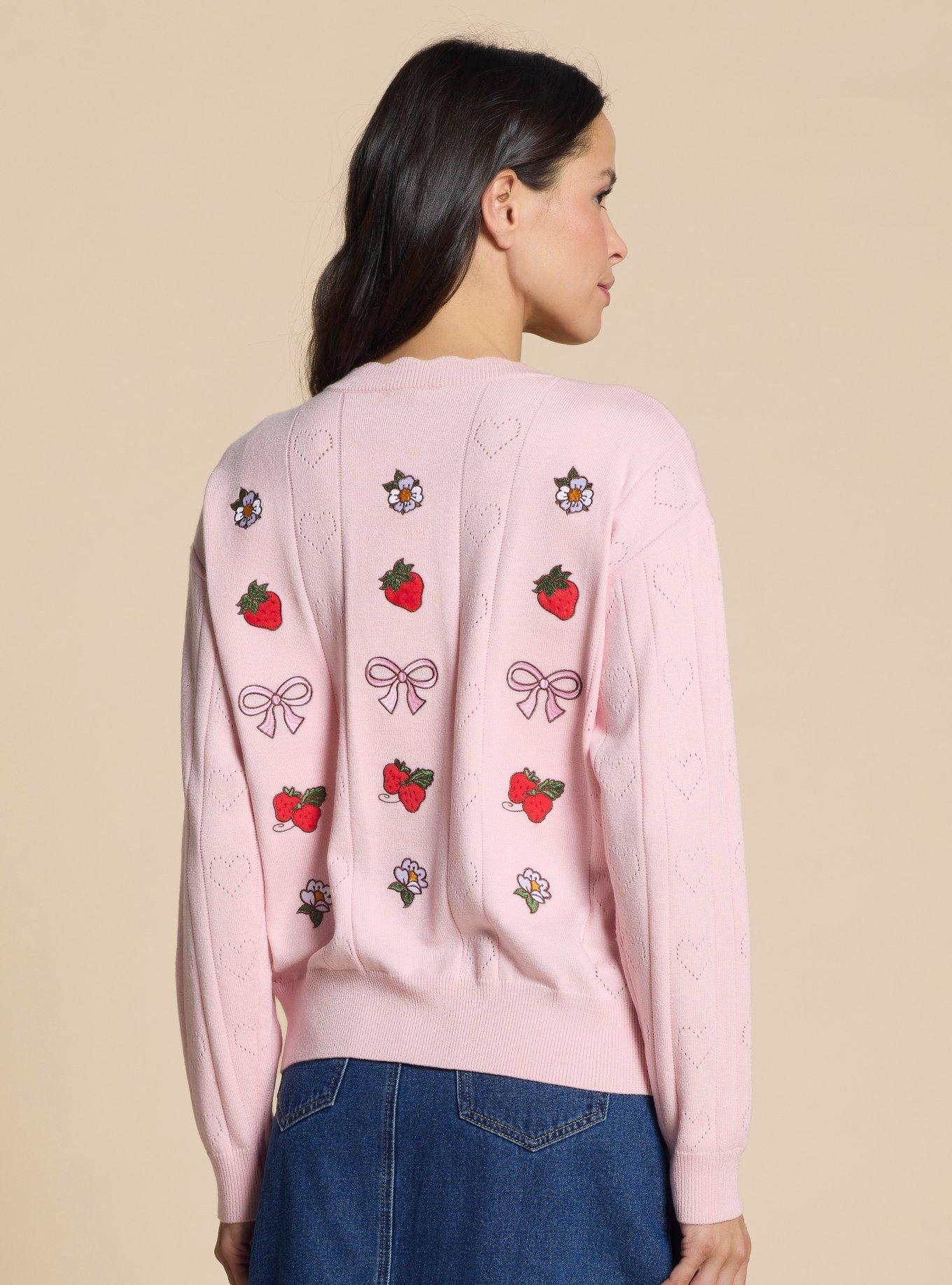 Strawberry Shortcake Pointelle Women's Cardigan — BoxLunch Exclusive, LIGHT PINK, alternate