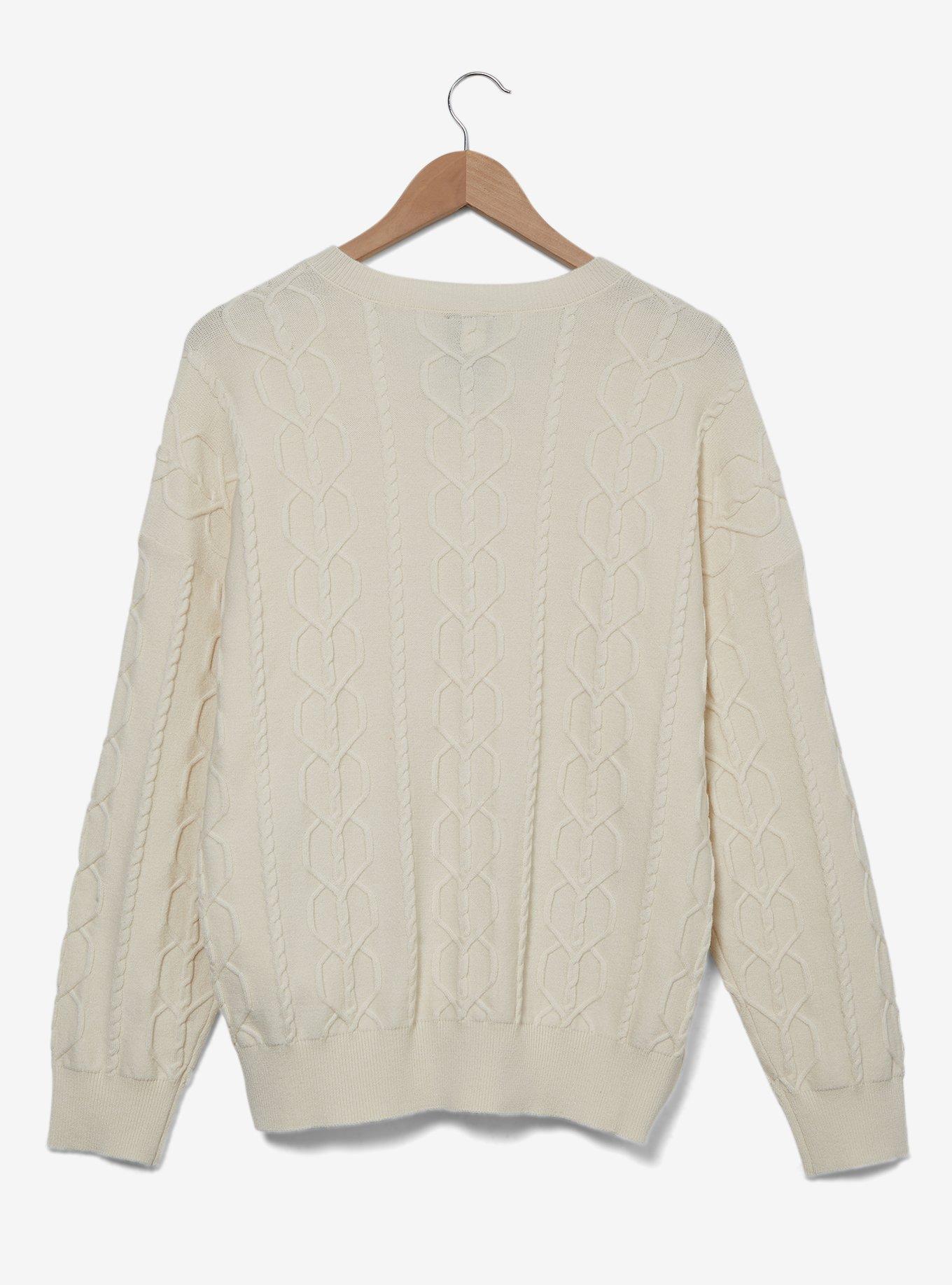 Disney Minnie Mouse Bow Heart Women's Plus Size Cable Knit Cardigan - BoxLunch Exclusive, CREAM, alternate