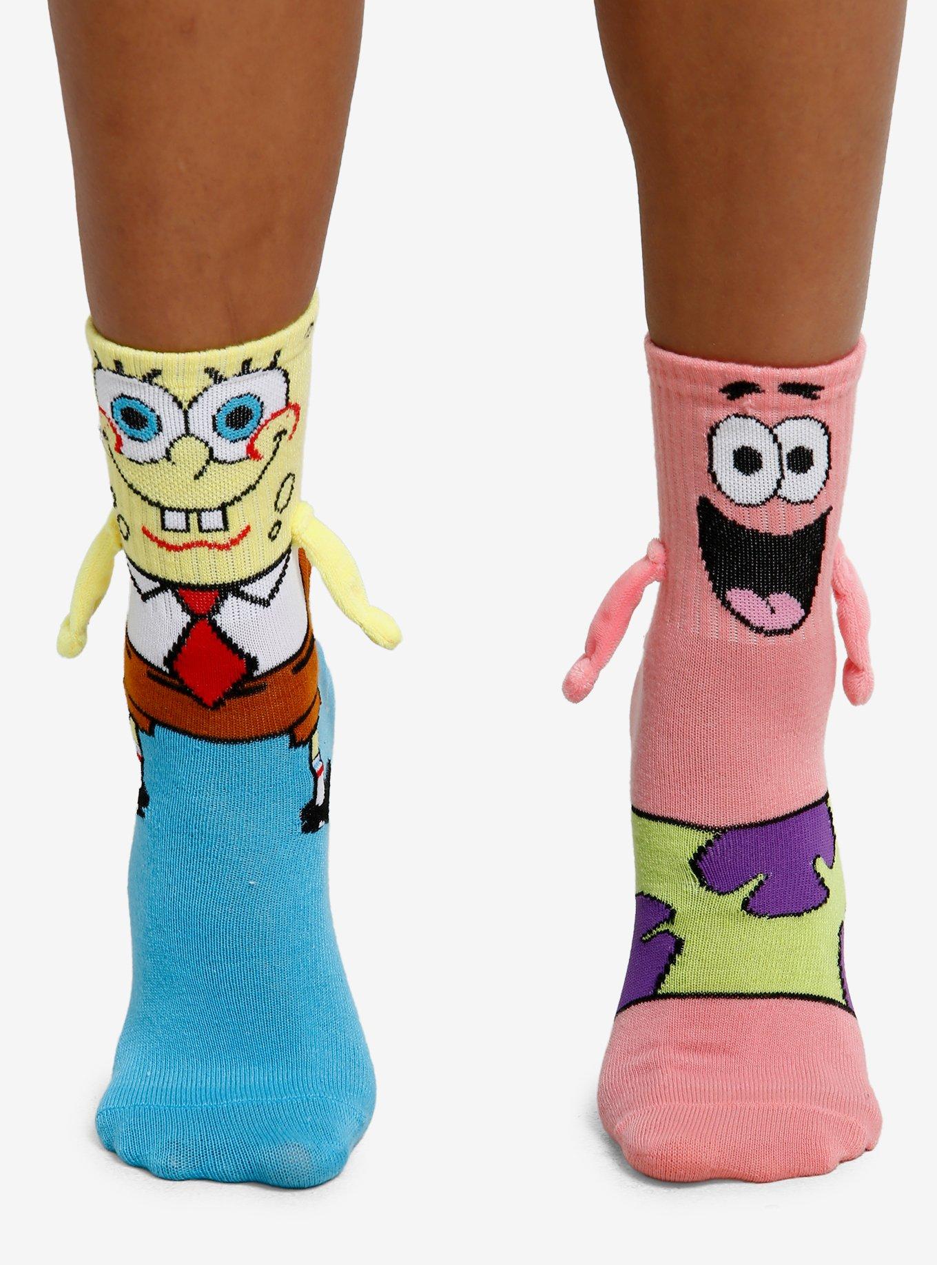 SpongeBob SquarePants SpongeBob & Patrick Magnetic Arms Mismatch Crew Socks, , hi-res