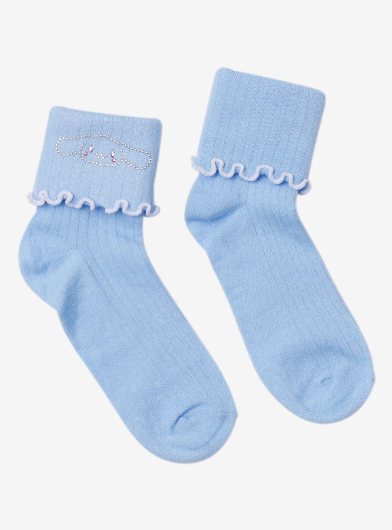 Cinnamoroll Rhinestone Fold-Over Ankle Socks, , hi-res