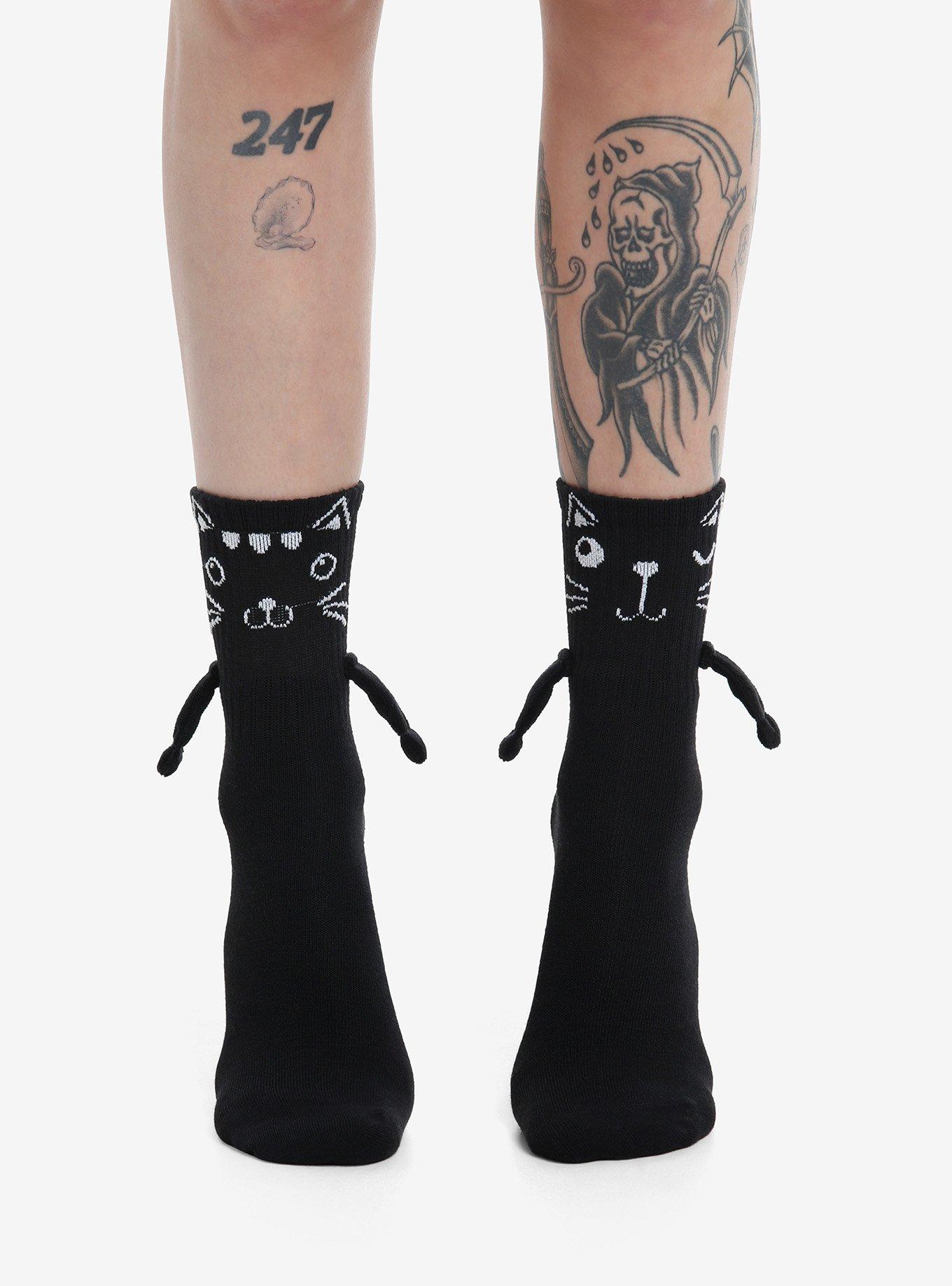 Black Cat Magnetic Arms Mismatch Crew Socks