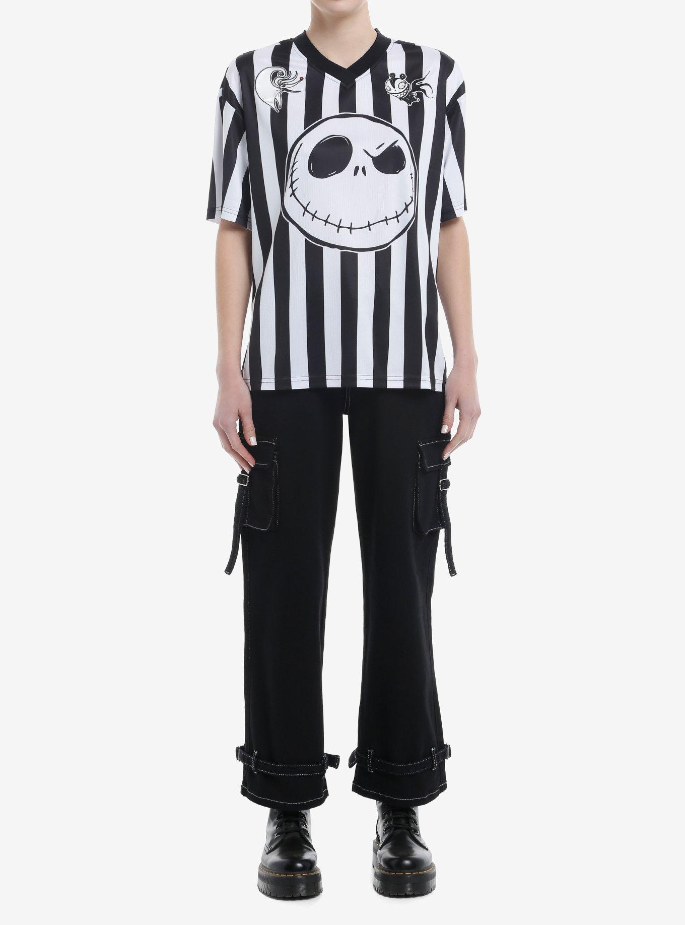 The Nightmare Before Christmas Jack Stripe Girls Soccer Jersey Top, STRIPE - WHITE, alternate