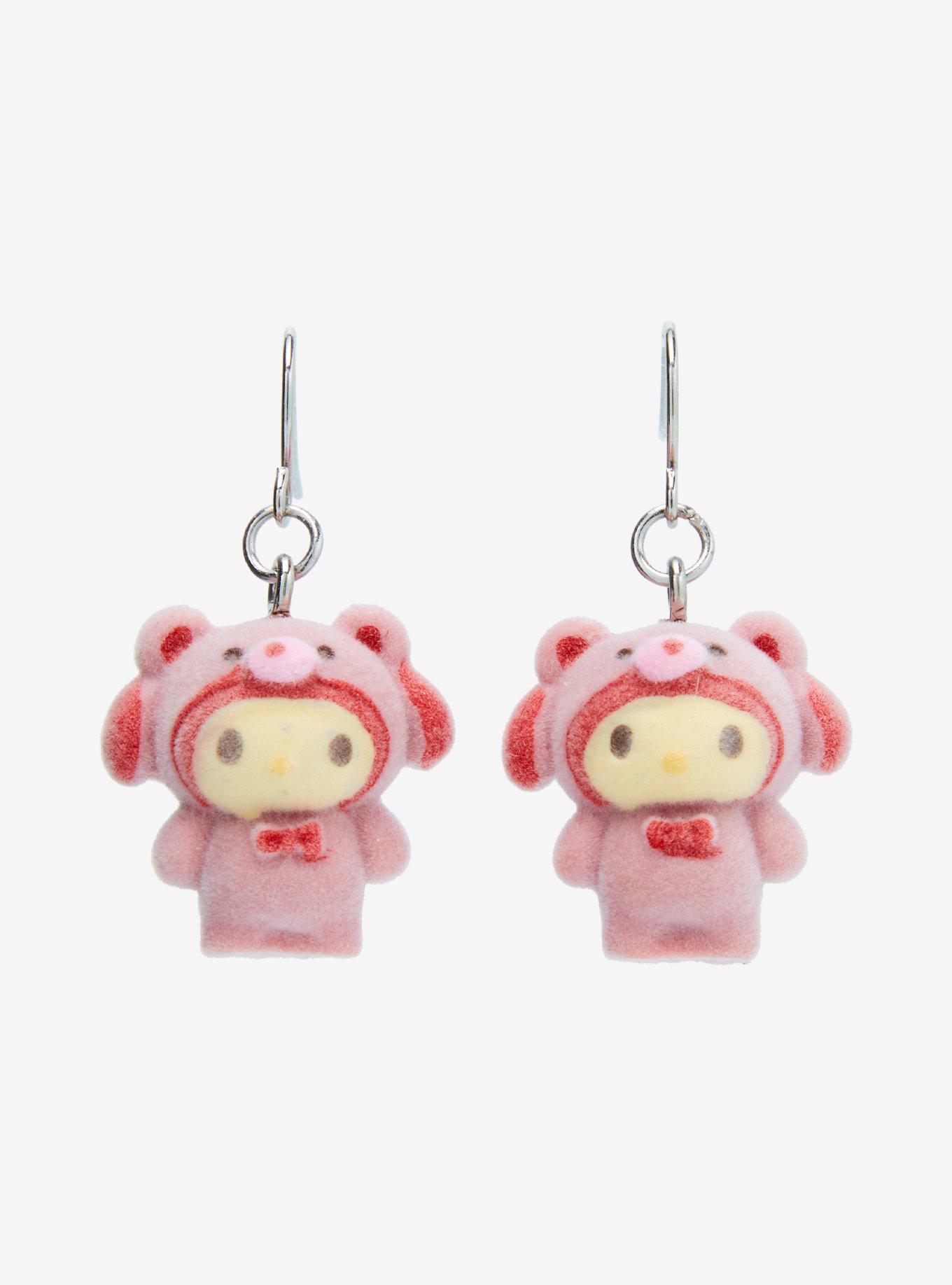 Sanrio Hello Kitty and Friends Flocked Latte Bear My Melody Earrings, , hi-res