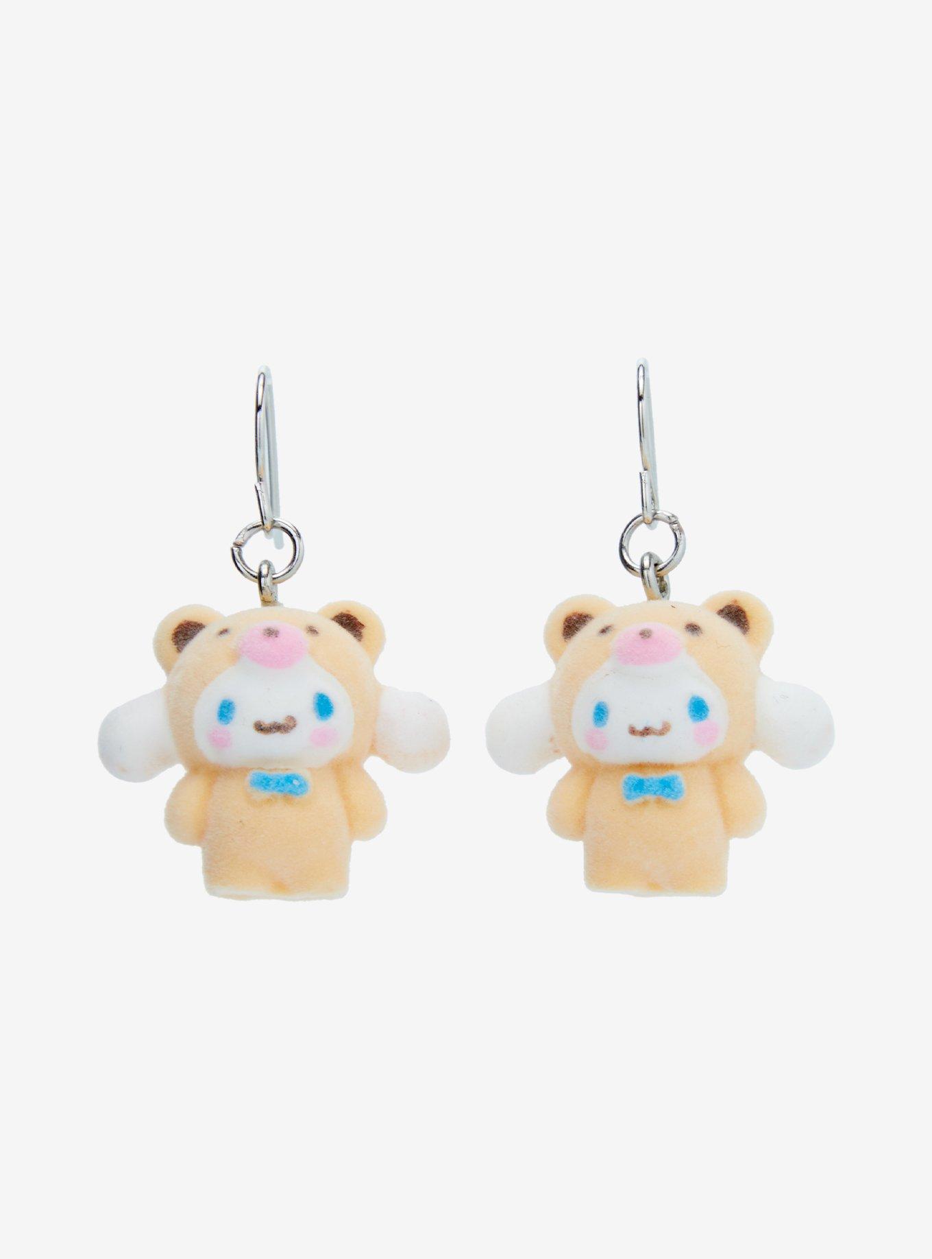 Sanrio Hello Kitty and Friends Flocked Latte Bear Cinnamoroll Earrings, , hi-res