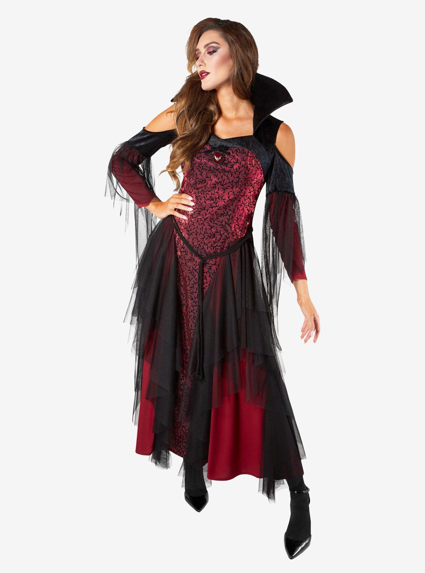 Red Vintage Vampiress Adult Costume, RED, alternate