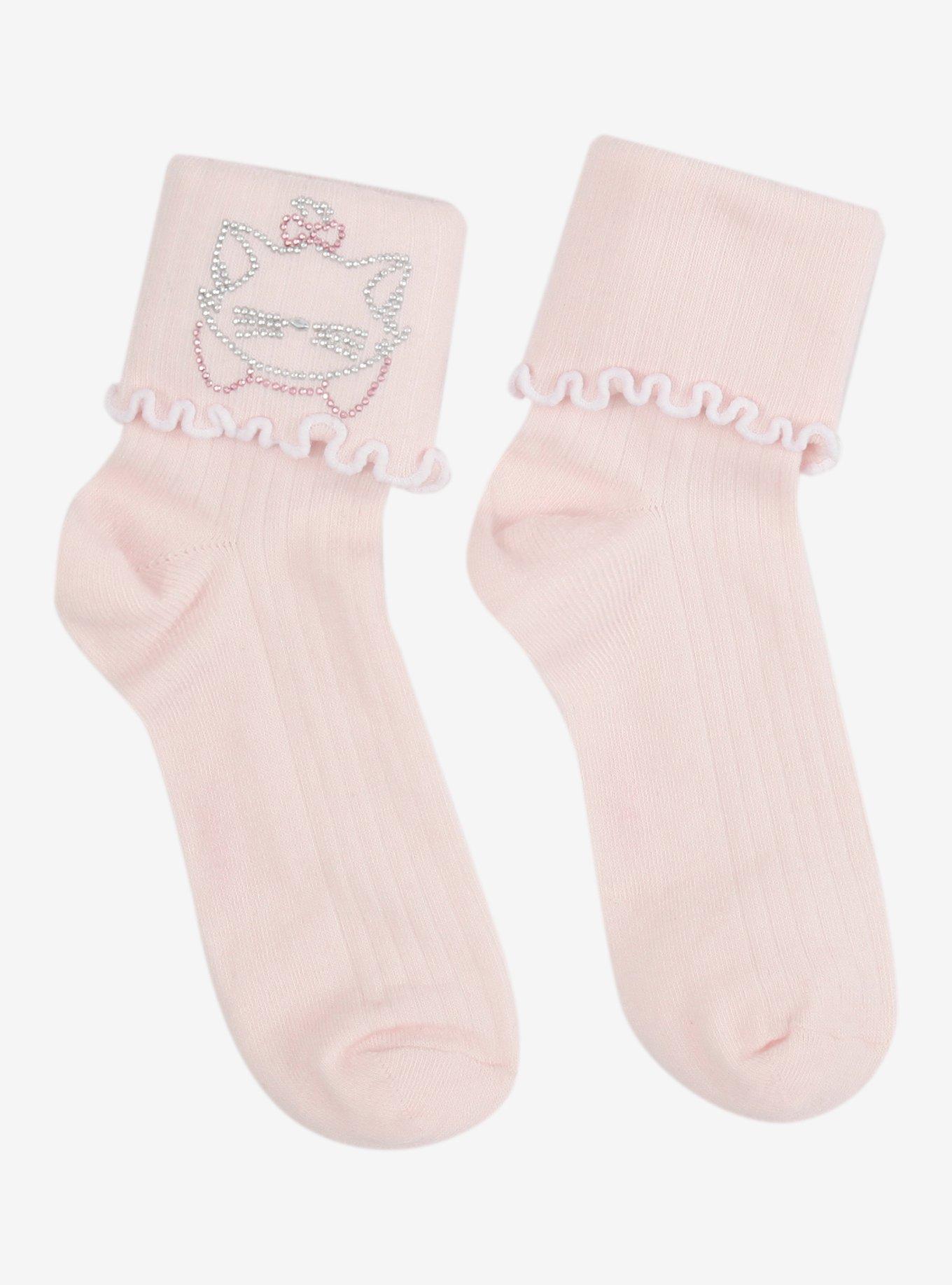 Disney The Aristocats Marie Rhinestone Ankle Socks, , hi-res