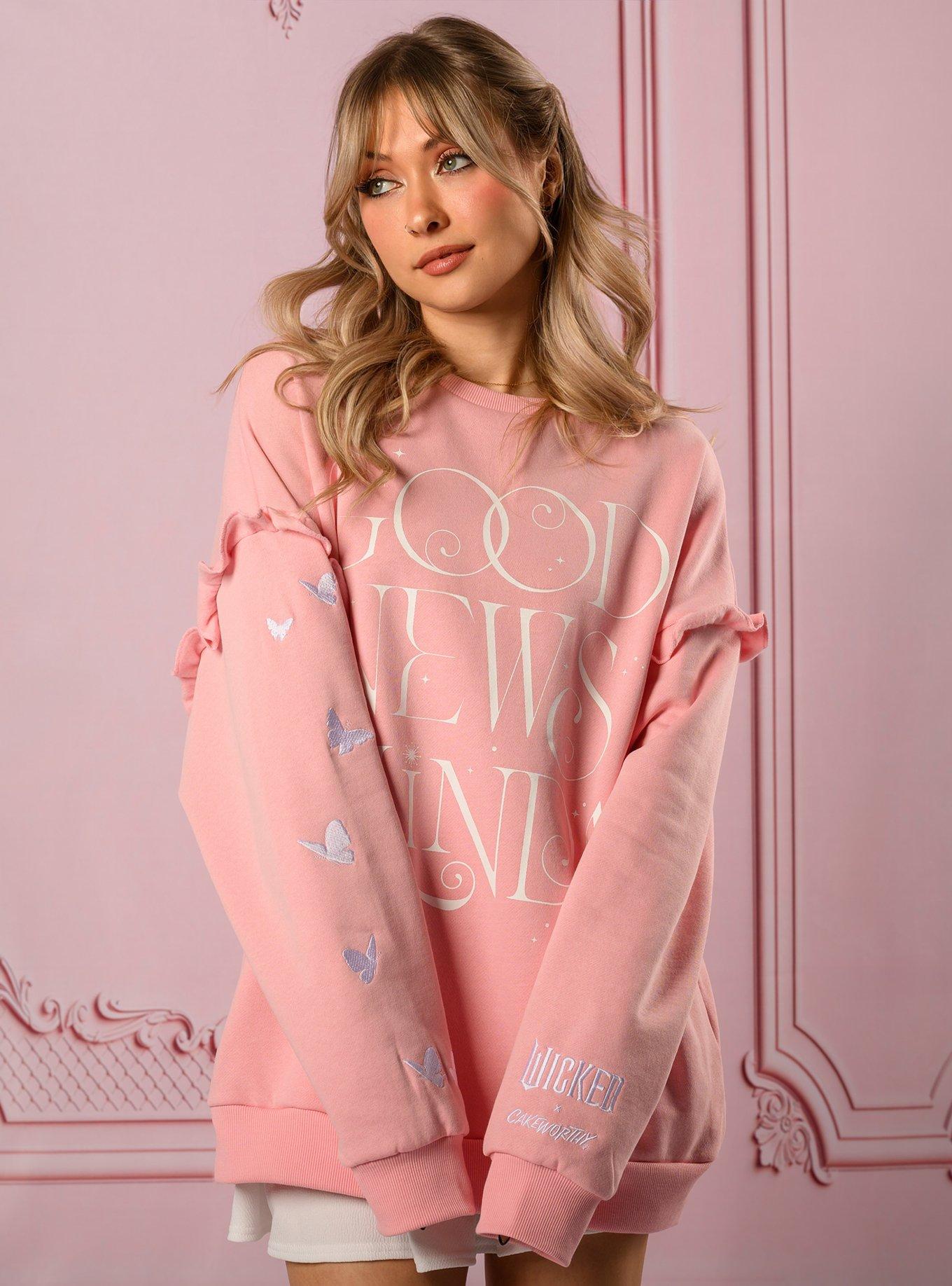 Cakeworthy Wicked Glinda Good News Crewneck, LIGHT PINK, alternate