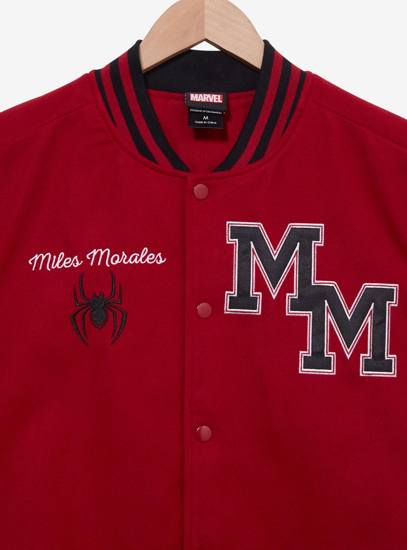 Marvel Spider-Man: Into the Spider-Verse Miles Morales Varsity Jacket - BoxLunch Exclusive, DARK RED, alternate