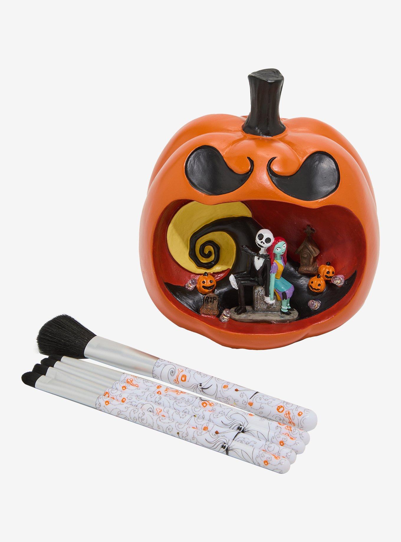 Disney The Nightmare Before Christmas Jack & Sally Pumpkin Light-Up Makeup Brush Holder & Brush Set - BoxLunch Exclusive, , alternate