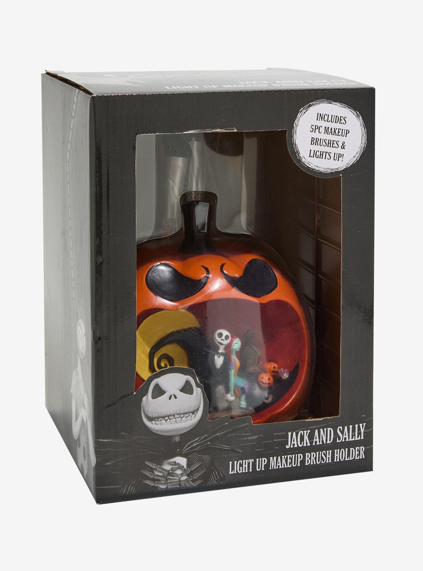 Disney The Nightmare Before Christmas Jack & Sally Pumpkin Light-Up Makeup Brush Holder & Brush Set - BoxLunch Exclusive, , alternate