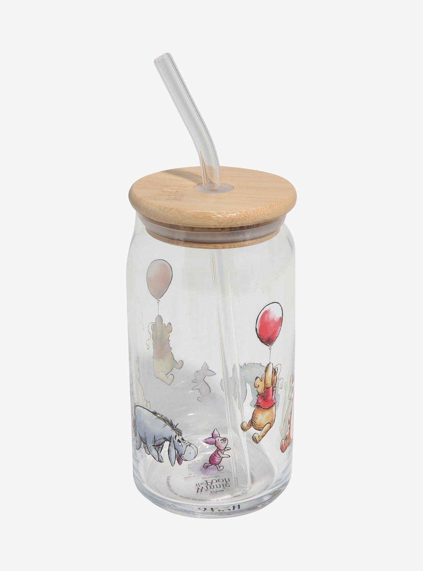 Disney Winnie the Pooh Illustrated Glass Tumbler with Straw, , hi-res