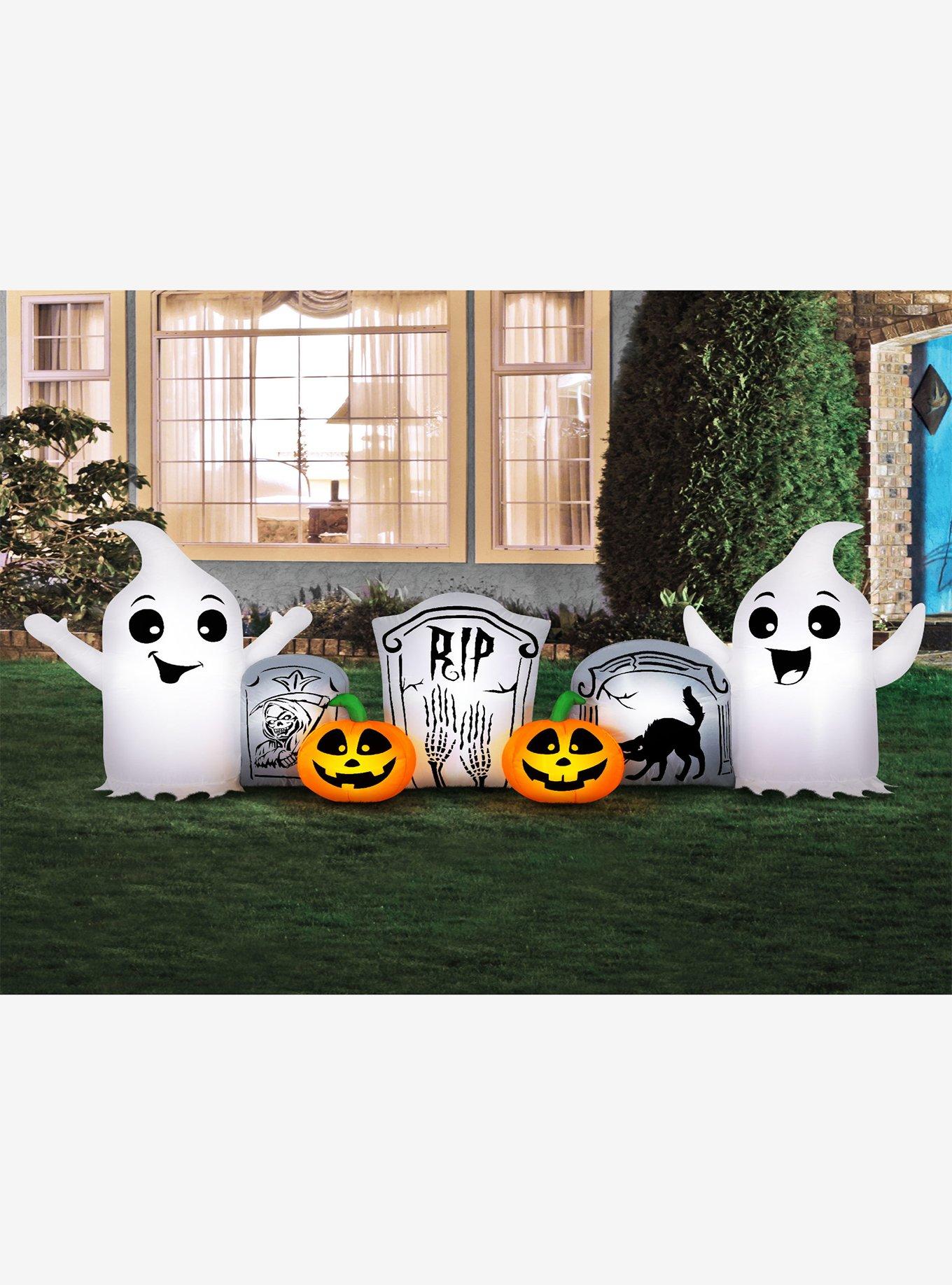 Inflatable Ghost and Tombstone Scene