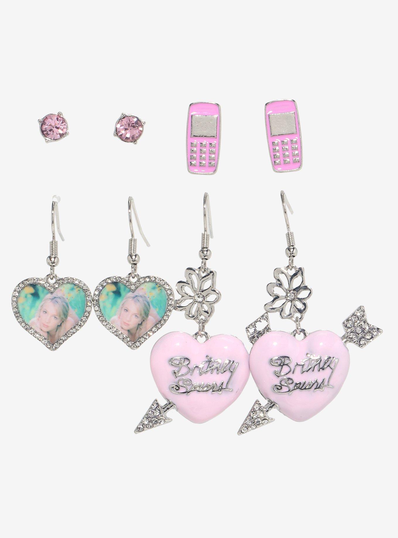 Britney Spears Heart Cell Phone Earring Set, , hi-res