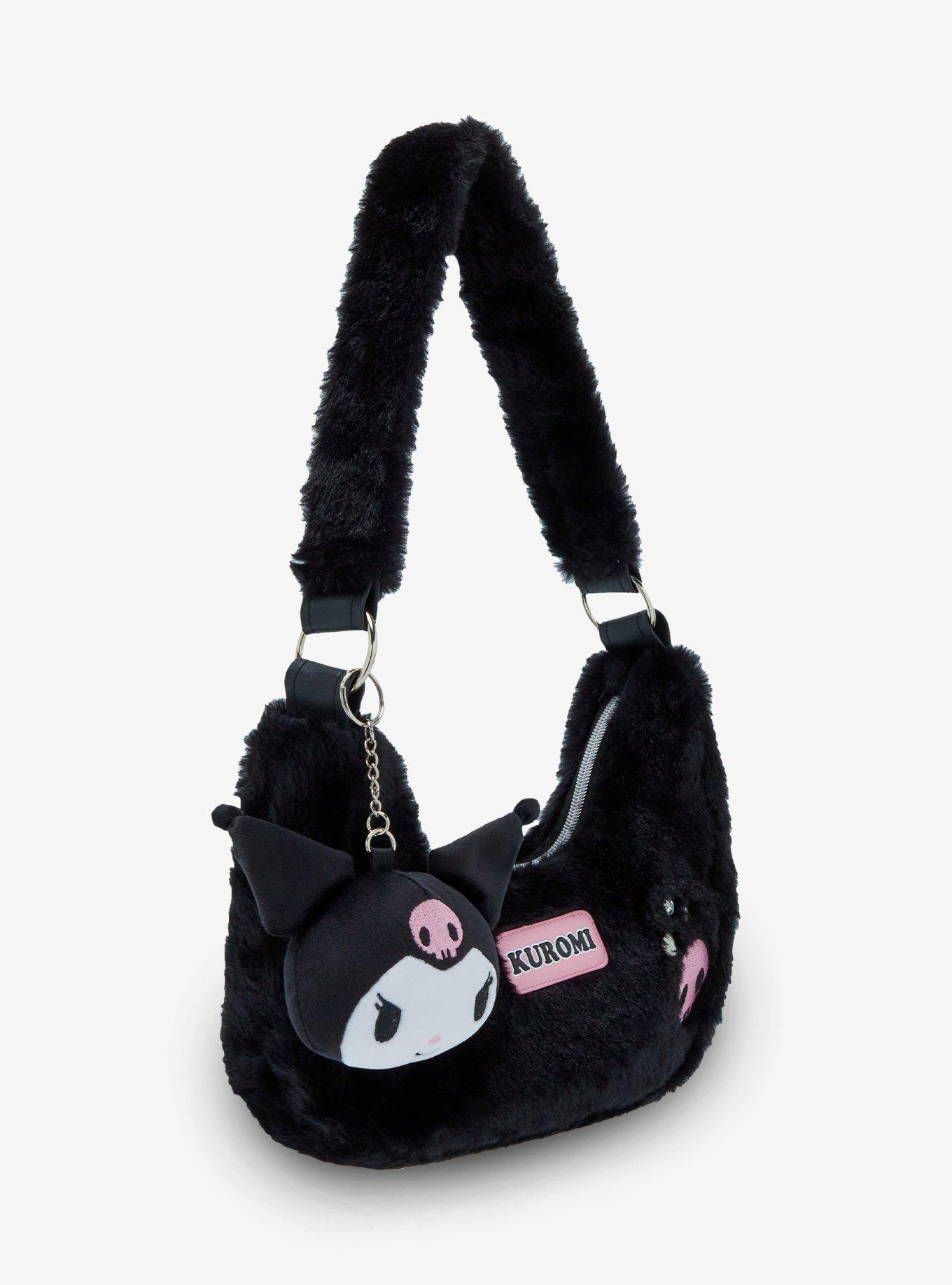 Kuromi Fuzzy Shoulder Bag, , hi-res