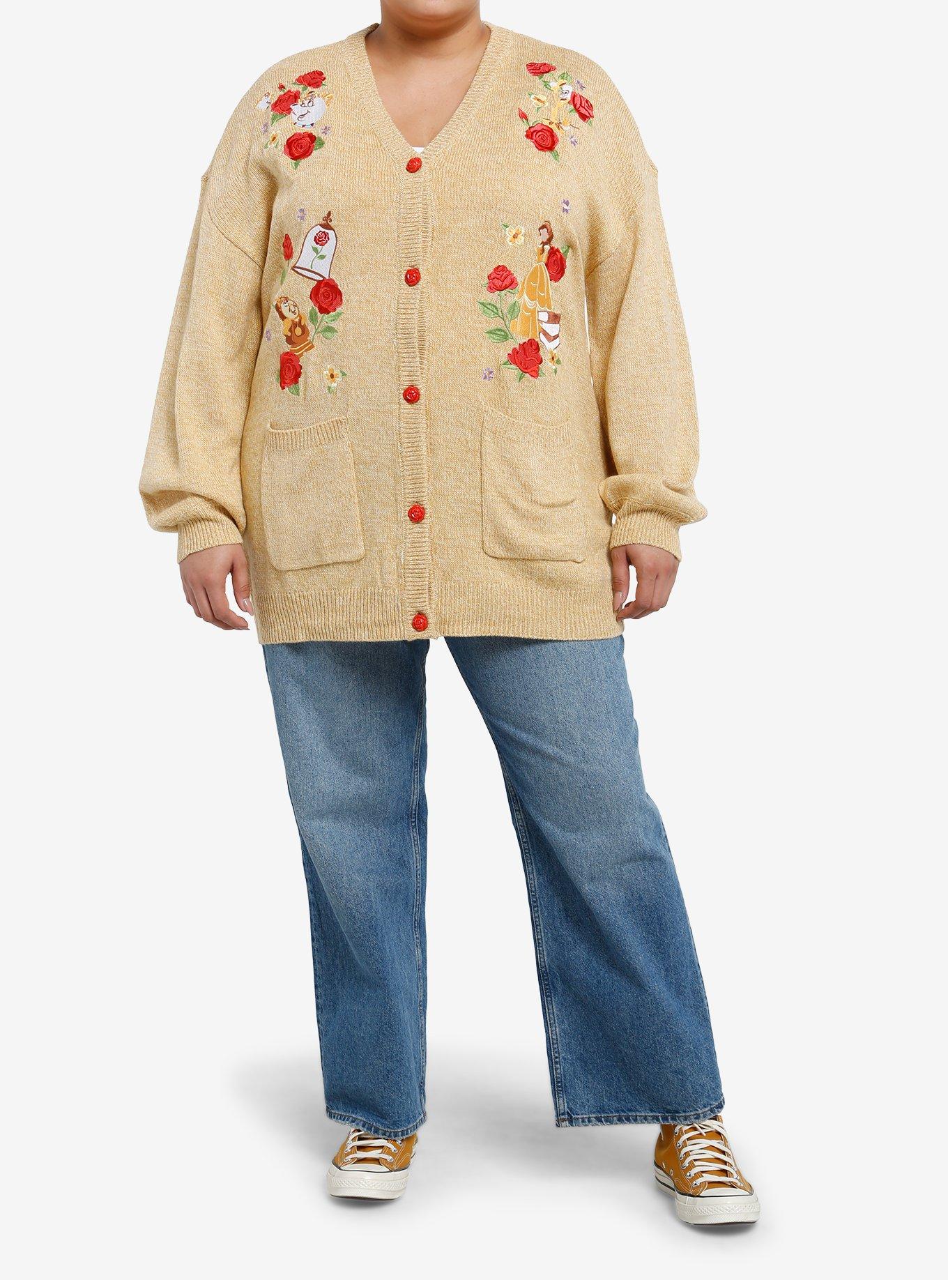 Disney Beauty And The Beast Roses & Friends Girls Cardigan Plus Size, MULTI, alternate