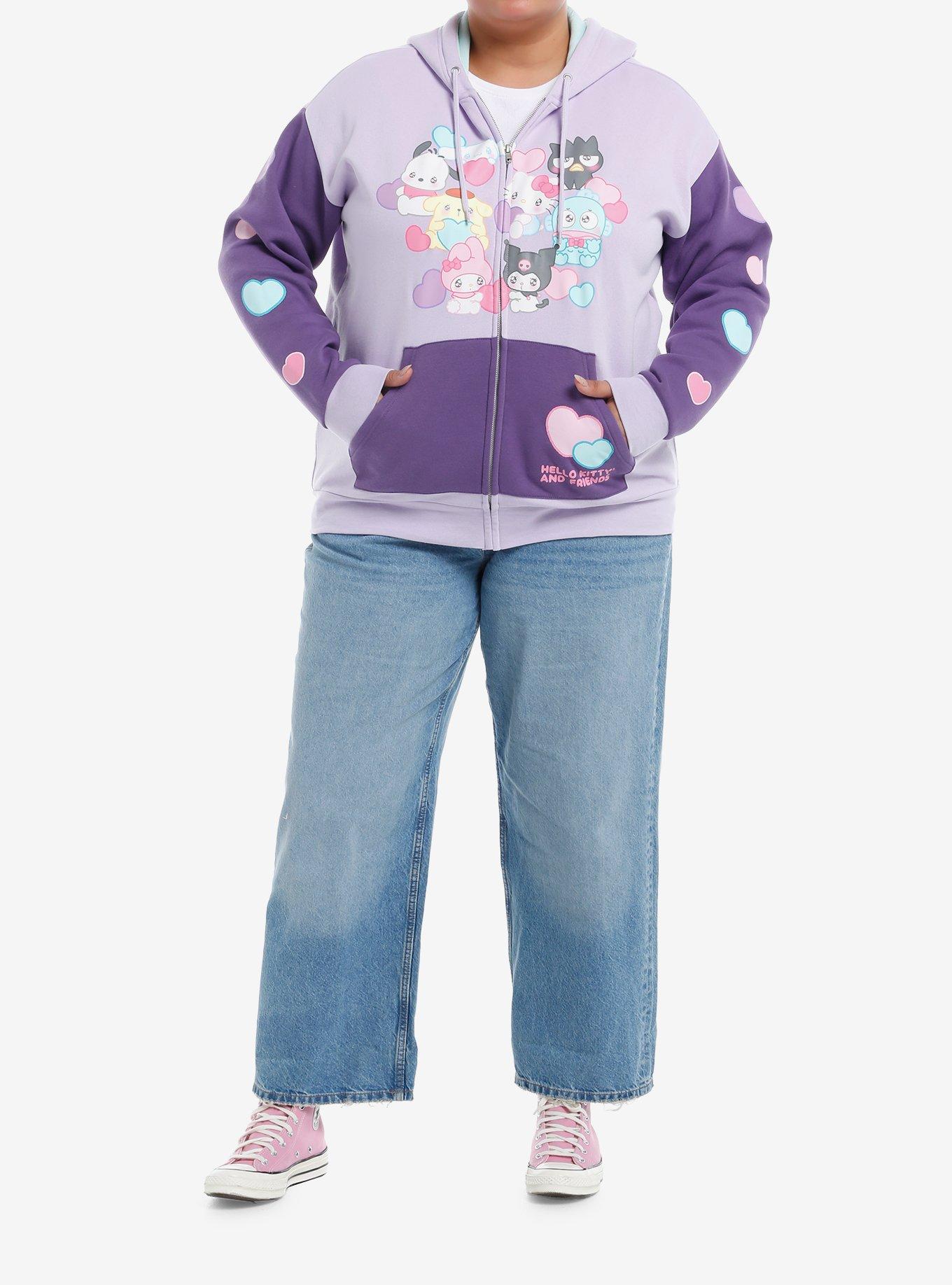 Hello Kitty And Friends Hearts Color-Block Girls Hoodie Plus Size, , hi-res