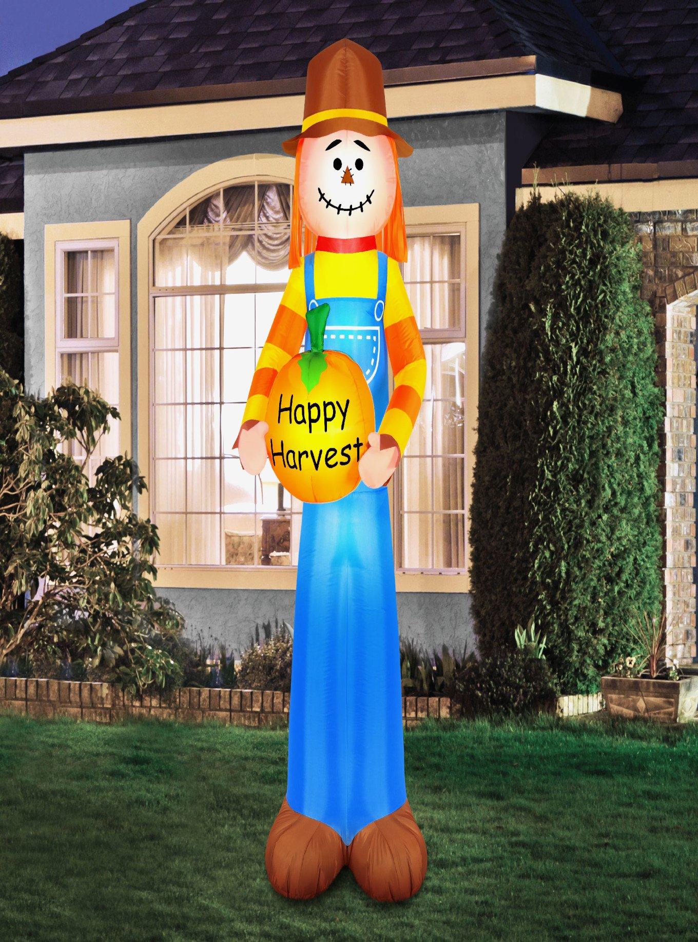 Inflatable Harvest Scarecrow Holding Pumpkin, , alternate