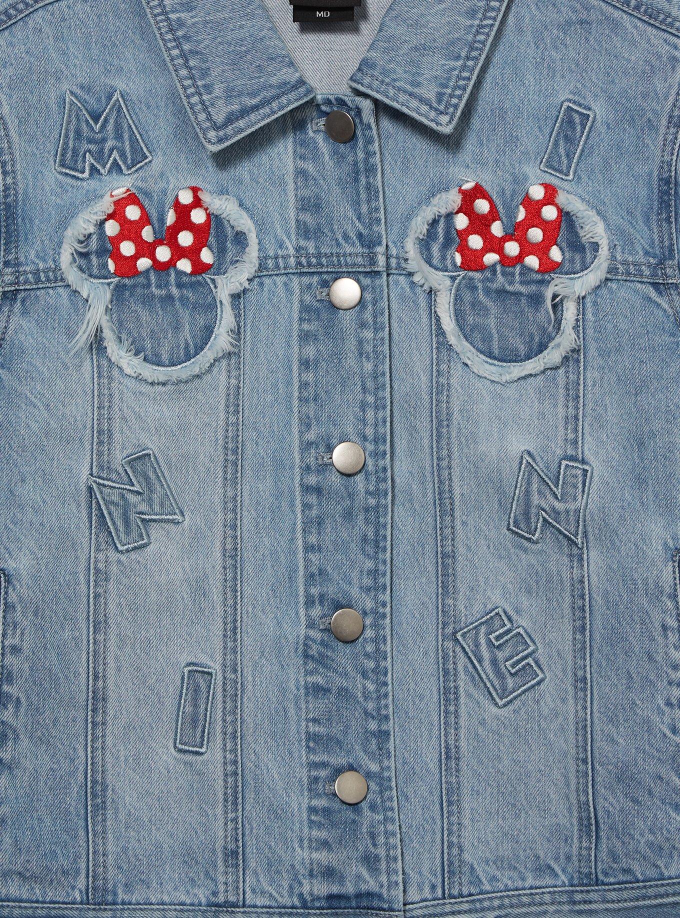 Disney Minnie Mouse Silhouette Women's Cropped Denim Jacket - BoxLunch Exclusive, , hi-res