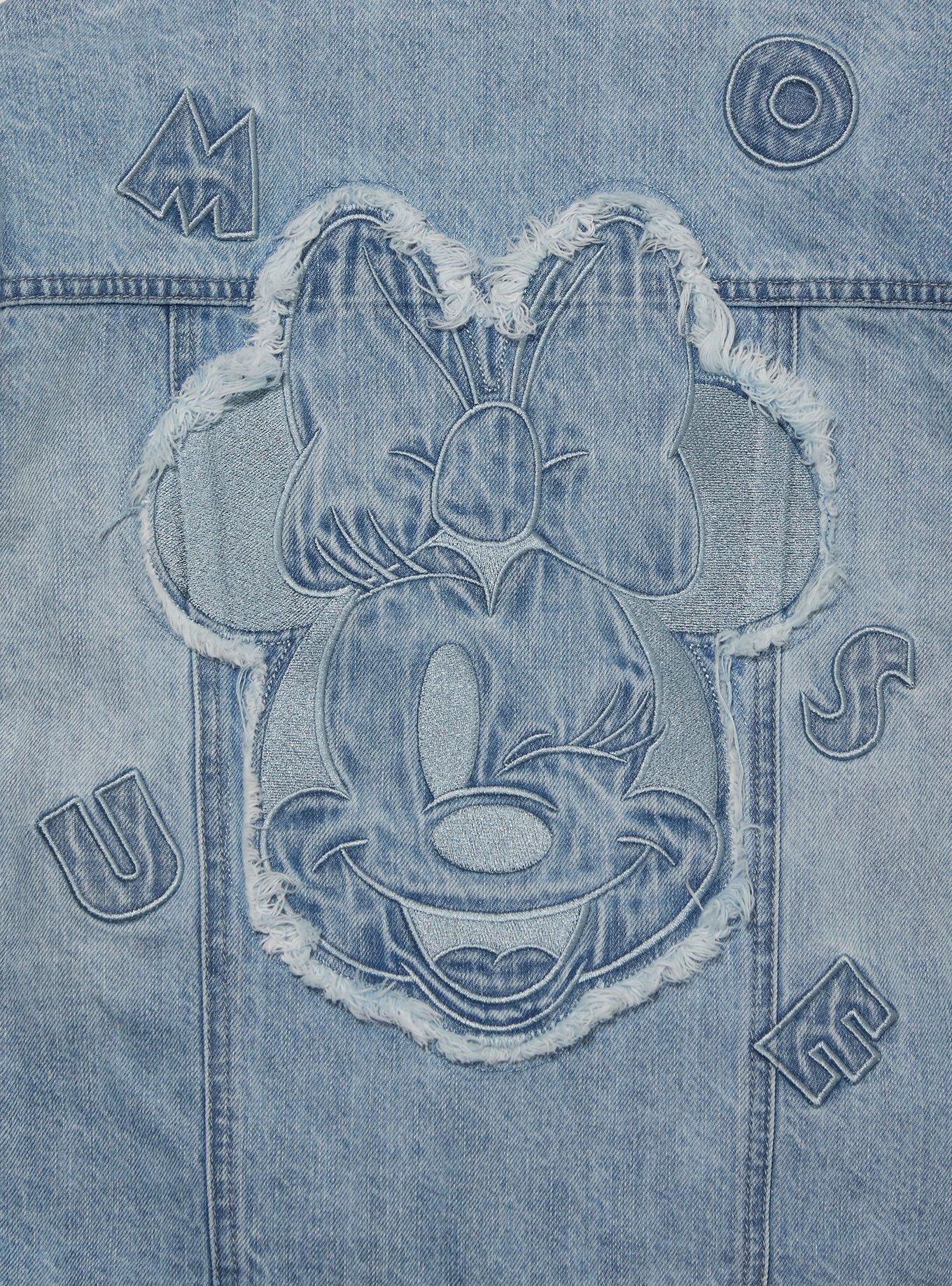 Disney Minnie Mouse Silhouette Women's Cropped Denim Jacket - BoxLunch Exclusive