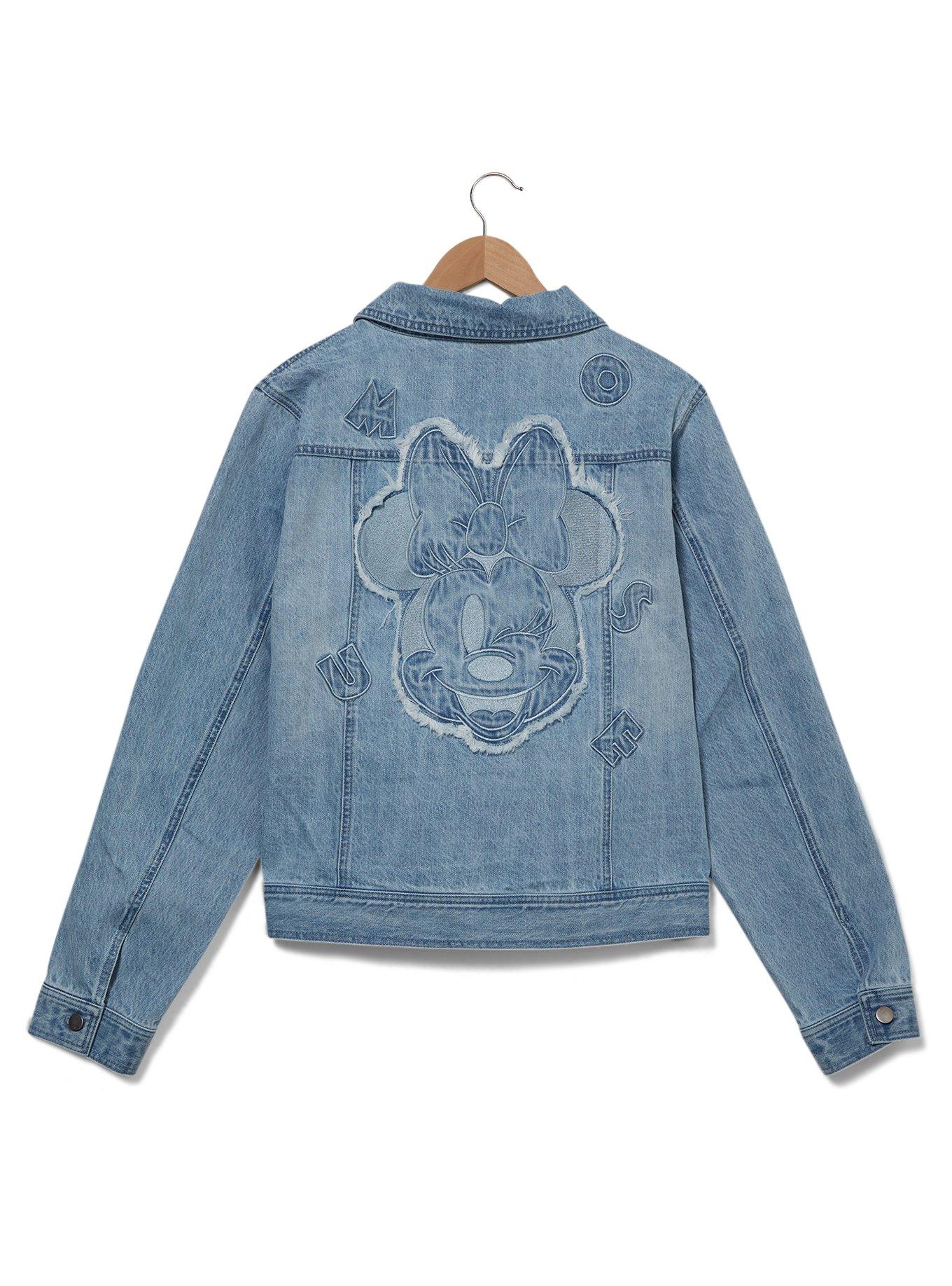 Disney Minnie Mouse Silhouette Women's Plus Size Cropped Denim Jacket - BoxLunch Exclusive, MULTI, alternate