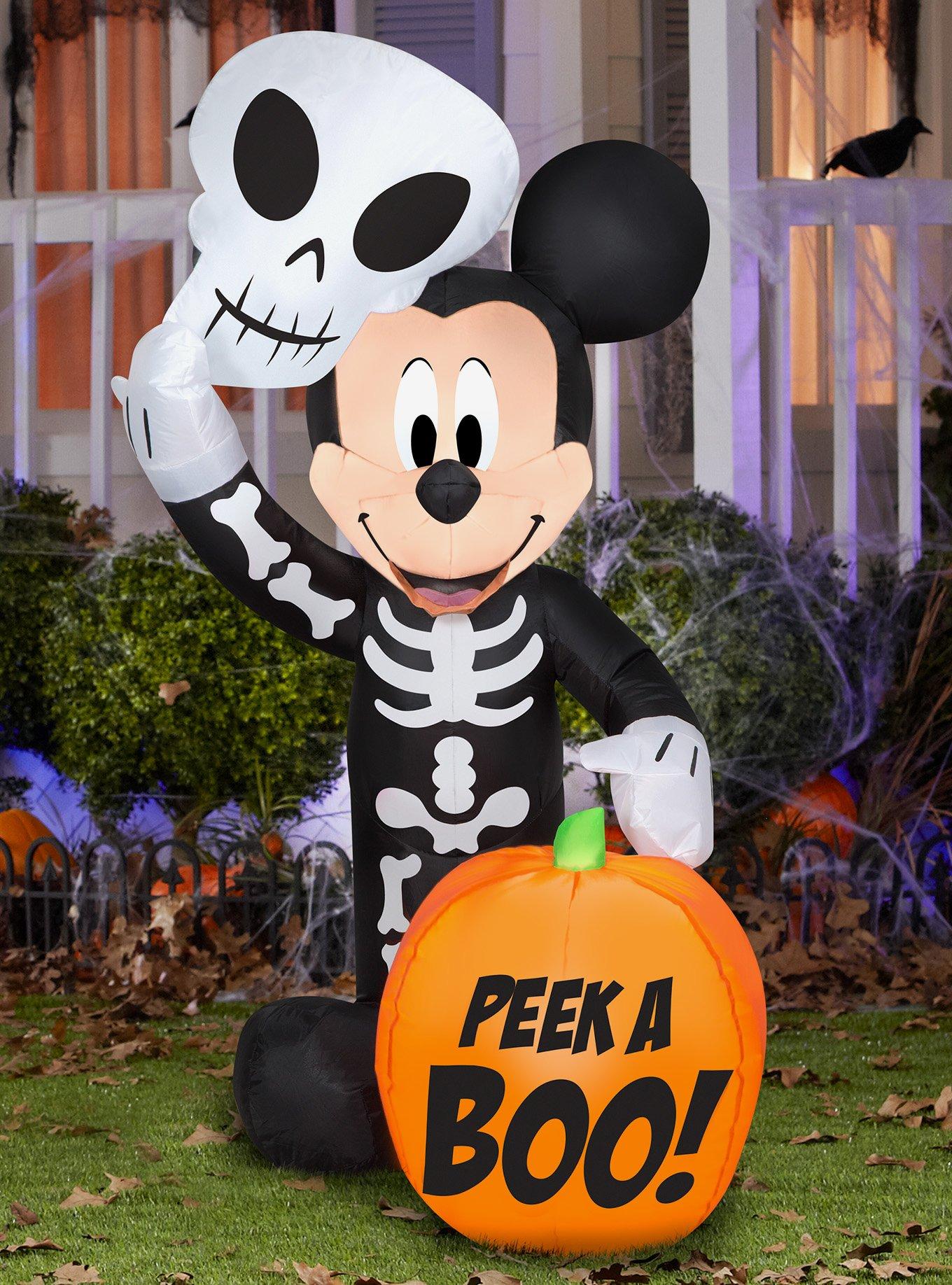 Disney Mickey Mouse Skeleton Pumpkin Inflatable Decor, , alternate