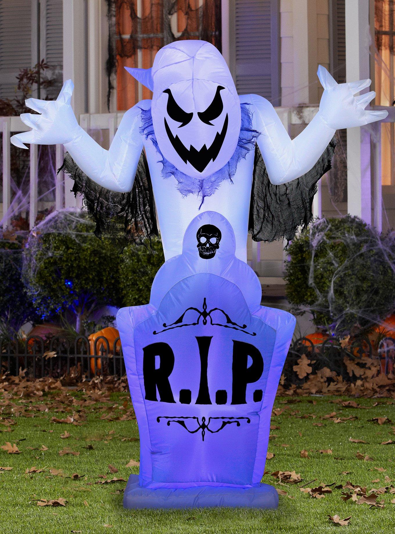 Ghost Tombstone with Flickering Lights Inflatable Decor, , hi-res