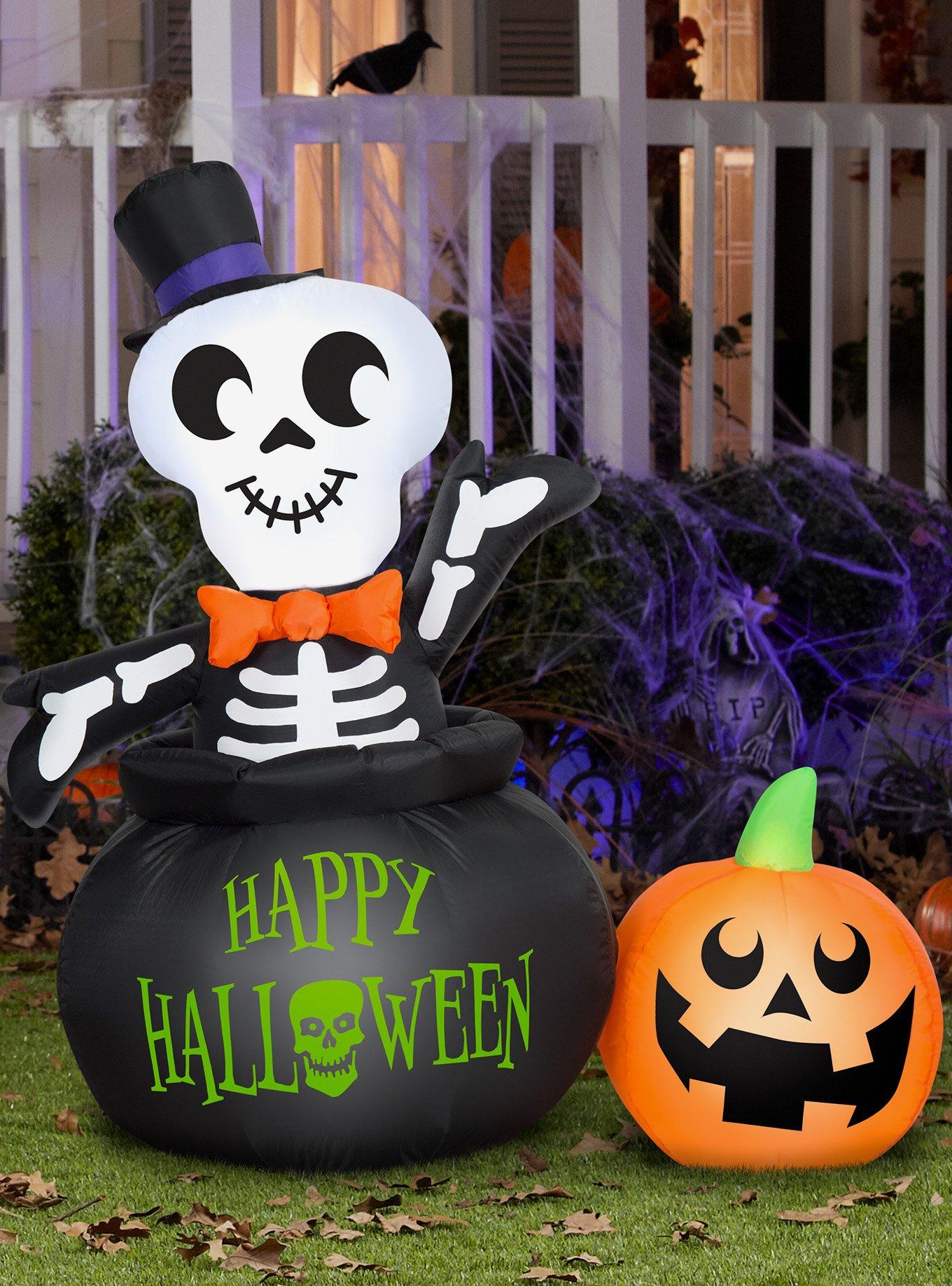 Skeleton in Cauldron Inflatable Decor, , alternate