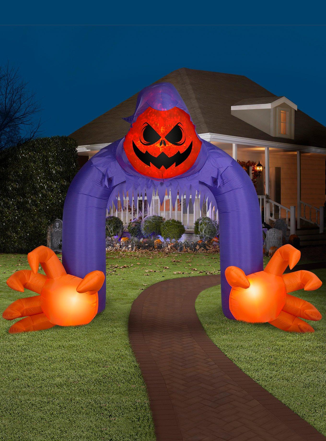 Jack-O'-Lantern Reaper Archway Swirling Lights Inflatable Decor, , alternate