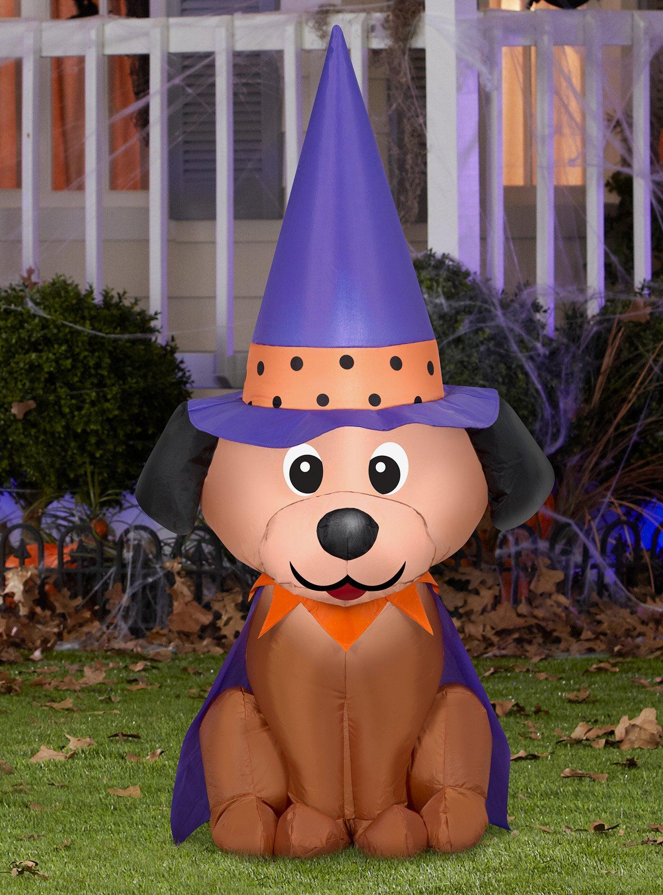 Dog in Witch Hat Inflatable Decor, , hi-res