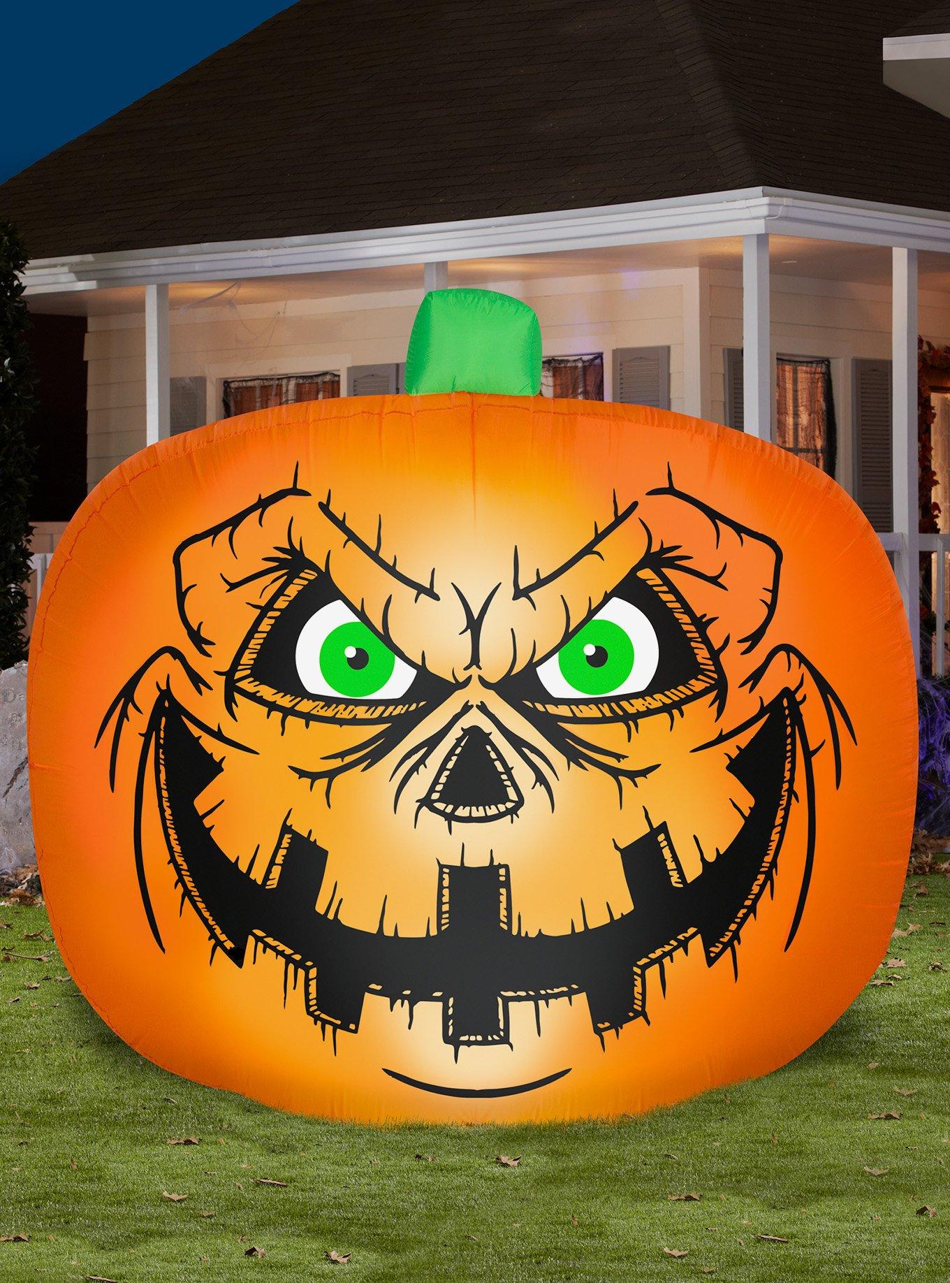 Flat Jack-O'-Lantern Creepy Face Inflatable Decor, , alternate