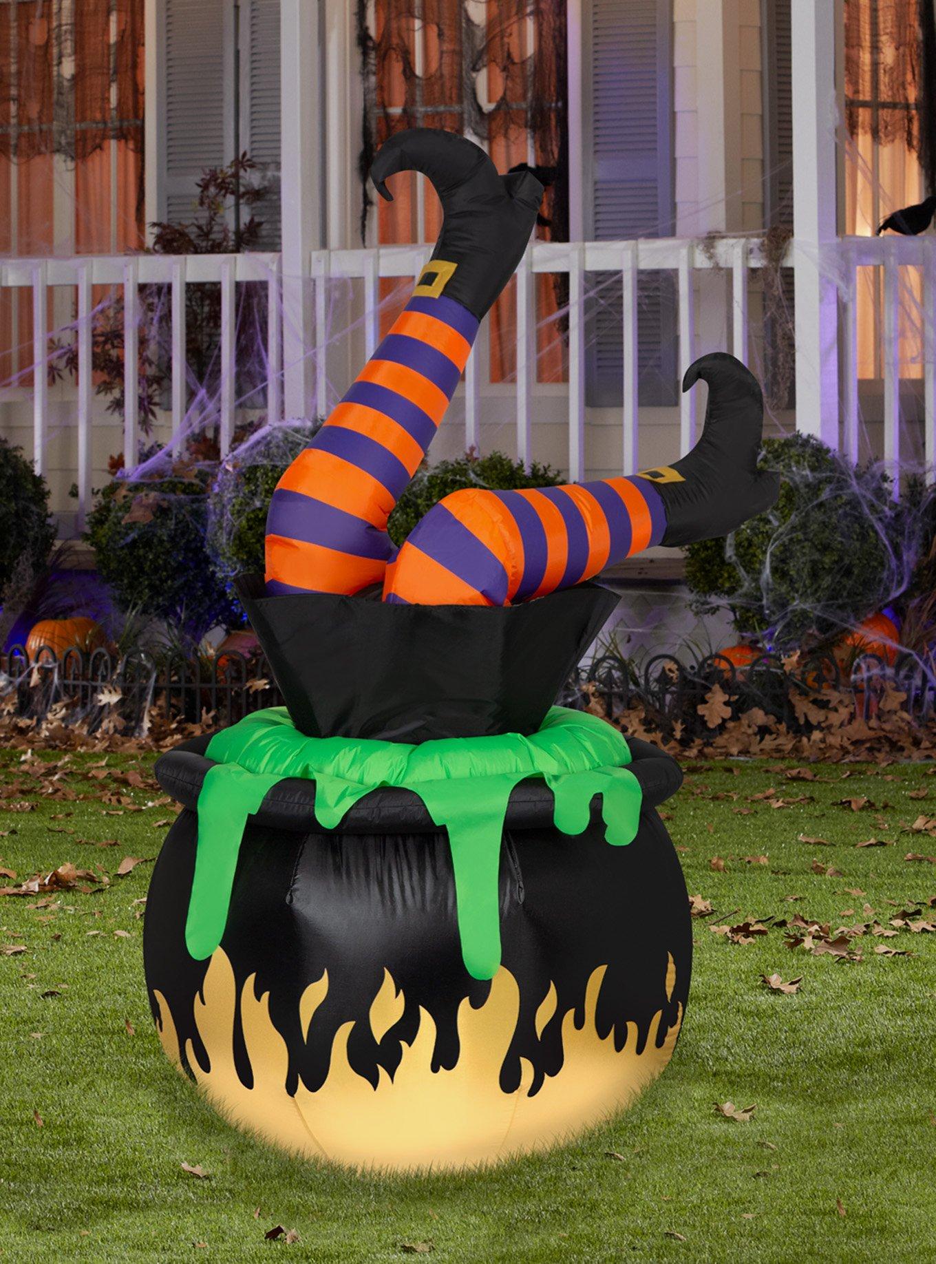 Animated Kicking Witch Legs in Cauldron Inflatable Decor, , alternate