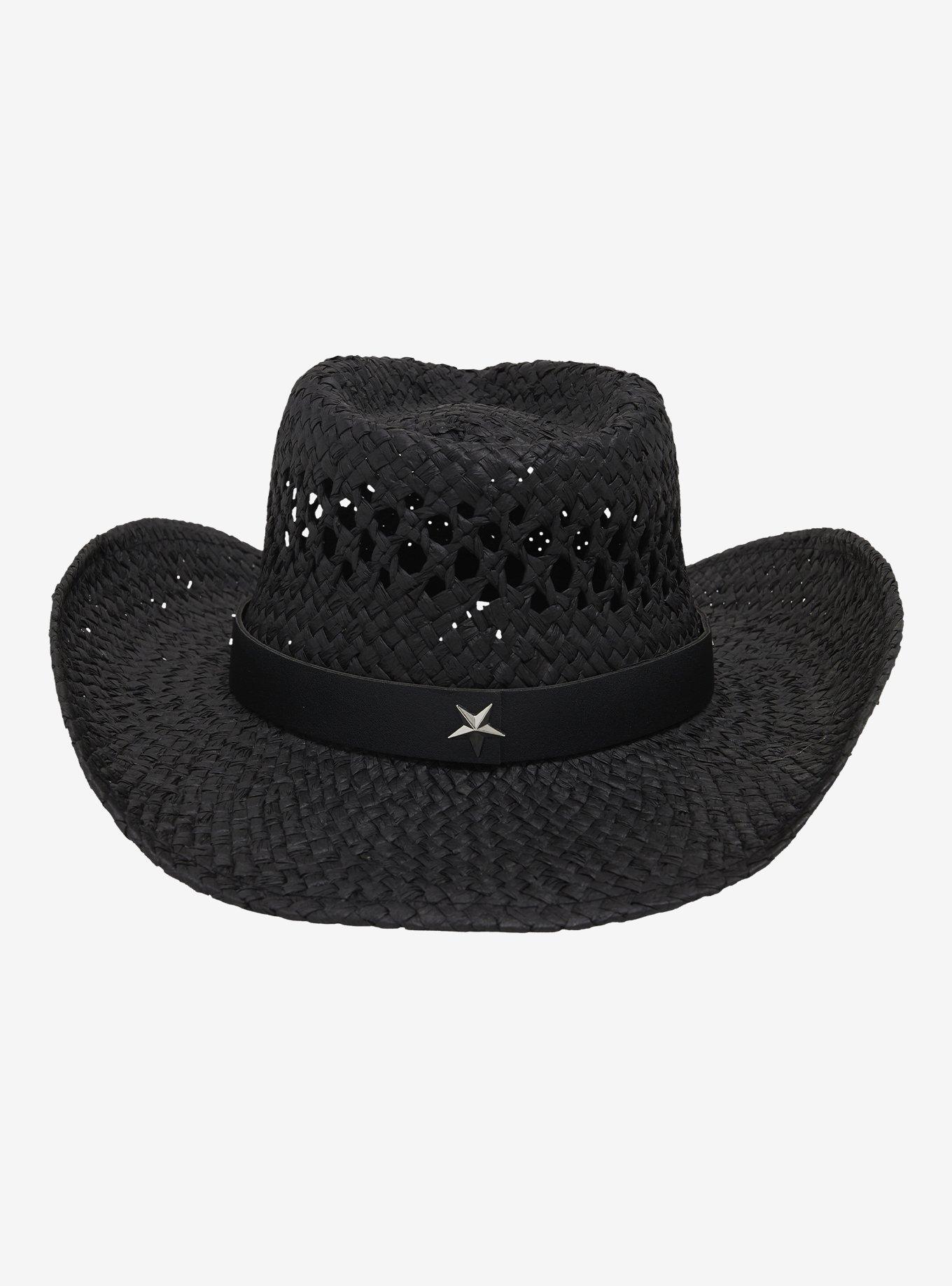 Black Star Cross Straw Cowboy Hat, , alternate