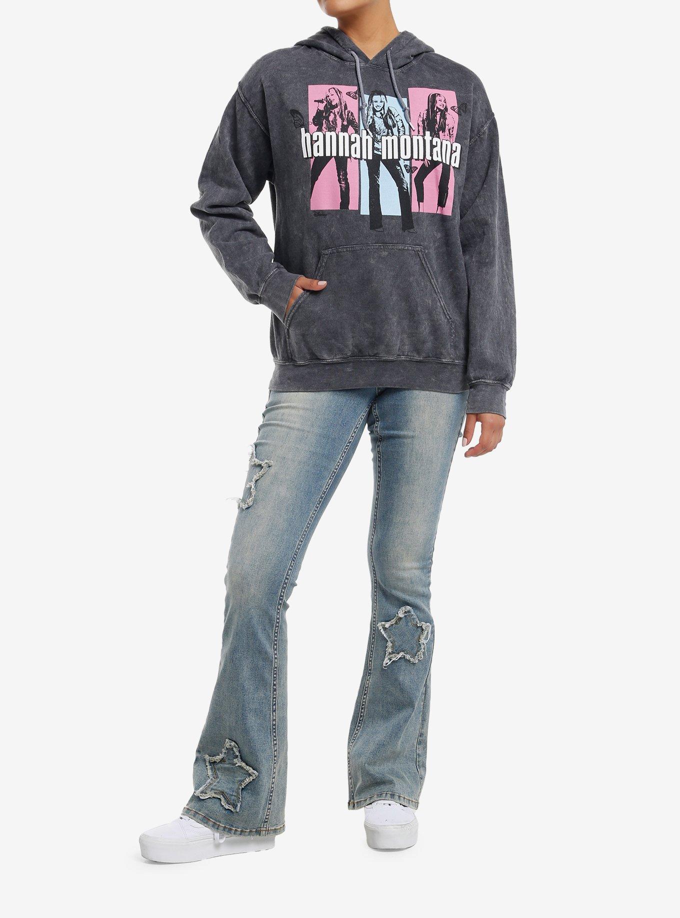 Disney Hannah Montana Tonal Panel Dark Wash Girls Hoodie, , alternate