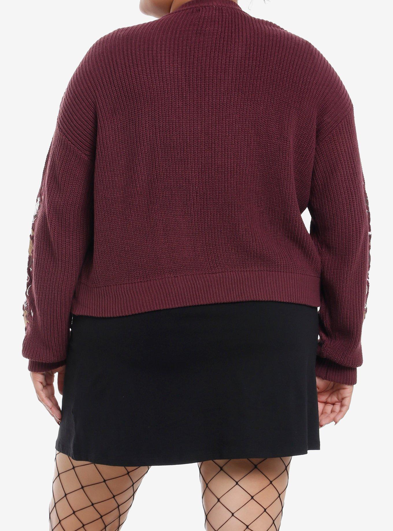 Thorn & Fable Deep Purple Rodent Embroidered Girls Cardigan, PURPLE, alternate