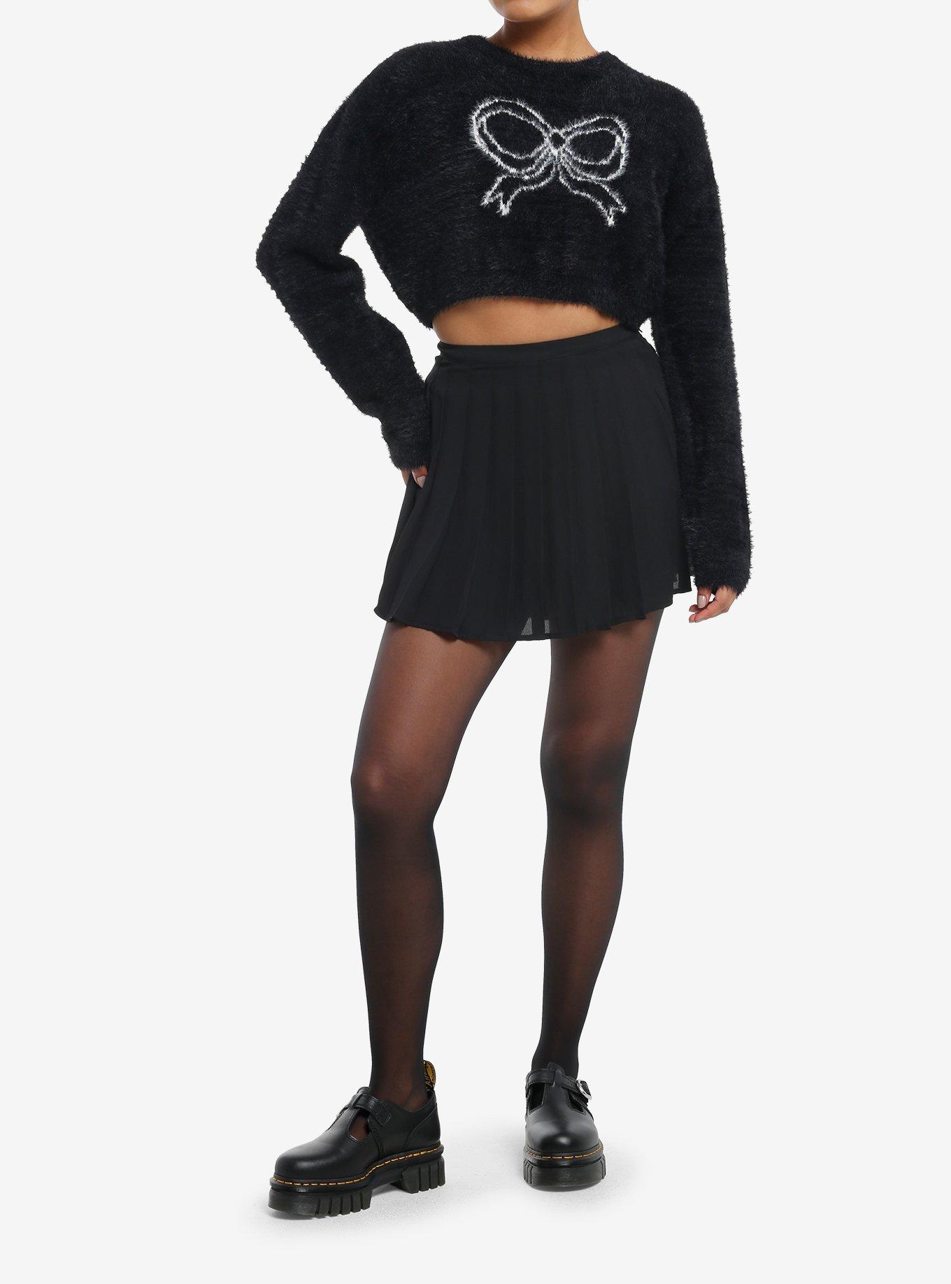 Sweet Society White Bow Fuzzy Girls Sweater, , hi-res