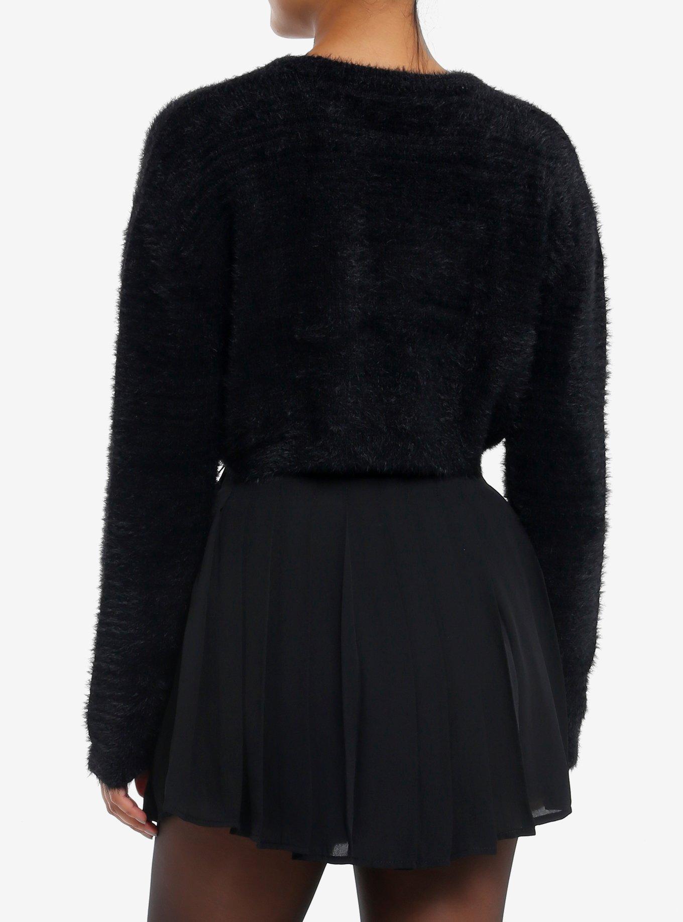 Sweet Society White Bow Fuzzy Girls Sweater, , alternate