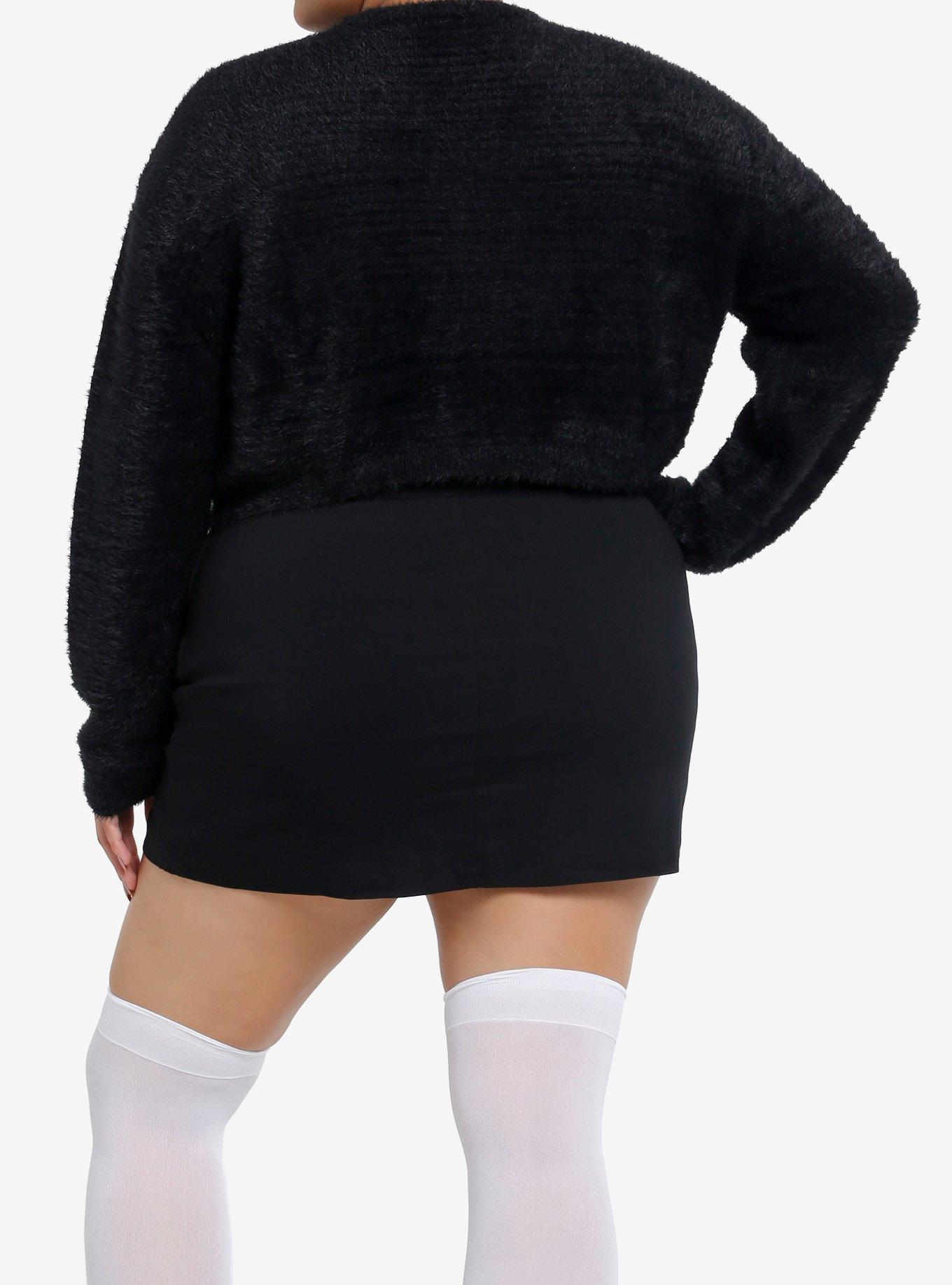 Sweet Society White Bow Fuzzy Girls Sweater Plus Size, , alternate
