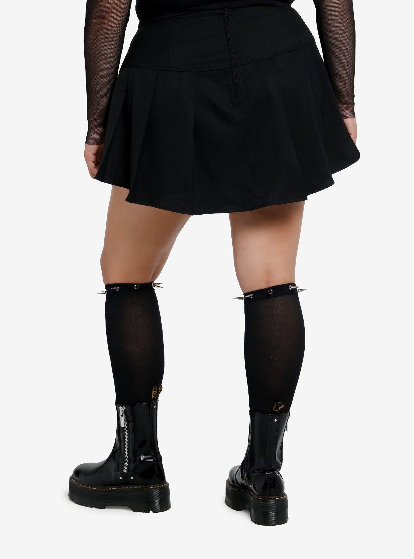 Social Collision Black Side Buckle Mini Skirt Plus Size, , hi-res