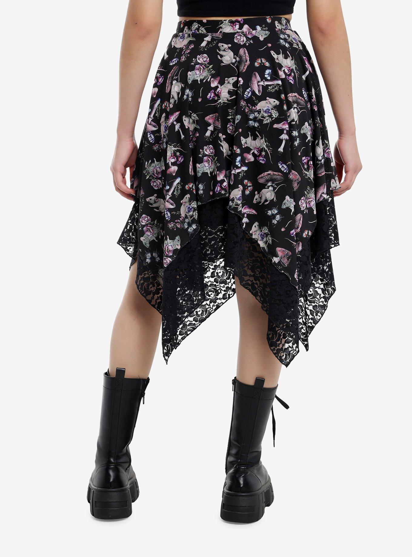 Thorn & Fable Mushroom Rat Hanky Hem Midi Skirt, , hi-res